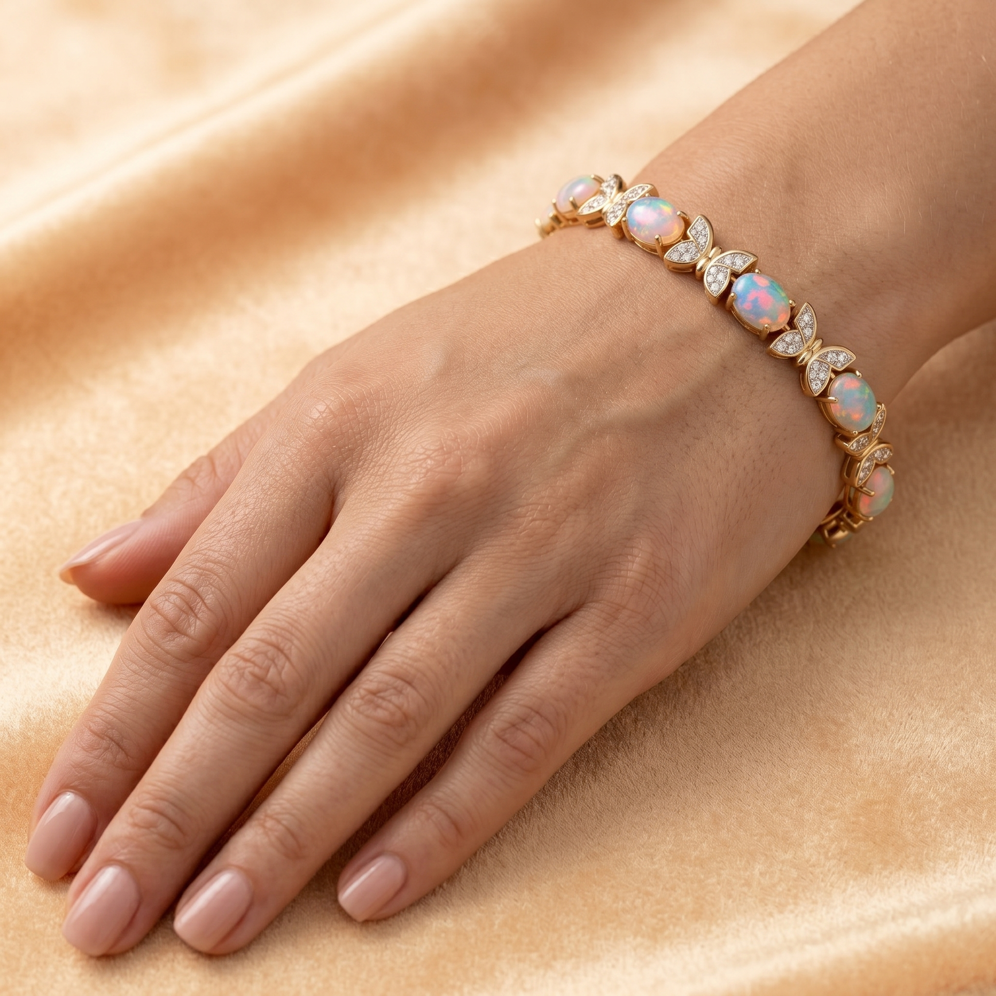 Women's 9KT Gold Opal Butterfly Bracelet