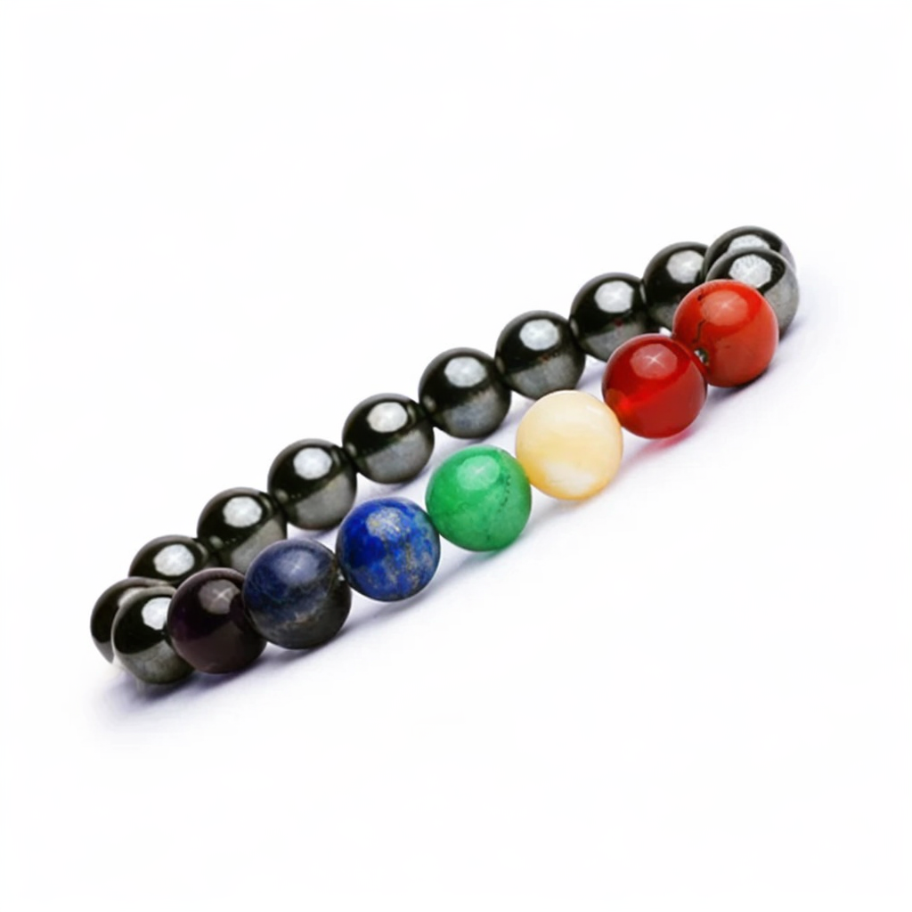 7 Chakra Hematite Bracelet – Balance & Grounding