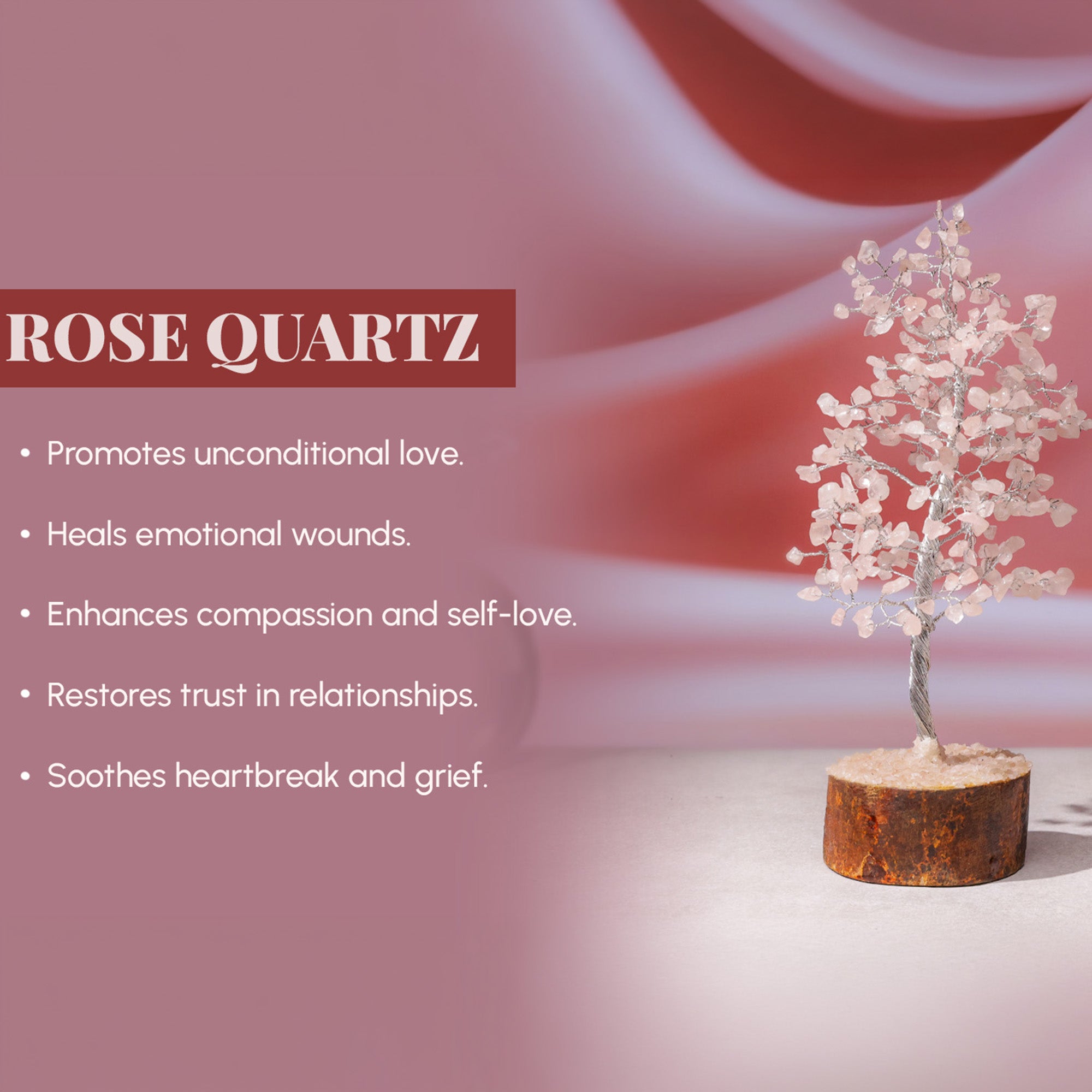 Rose Quartz Crystal Tree – Large, for Vastu