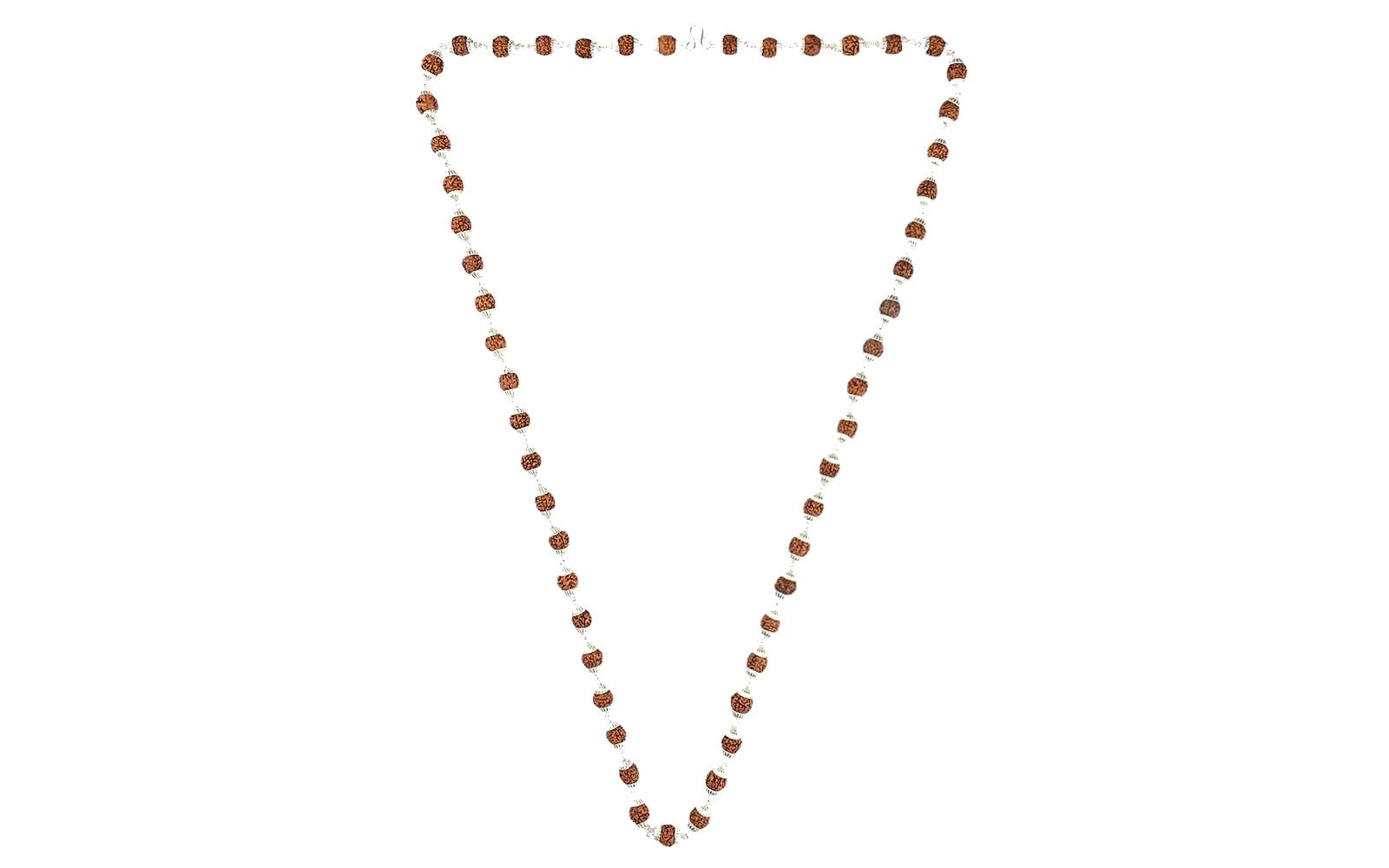 5 Mukhi Rudraksha Silver Mala with 54 Beads (Unisex)
