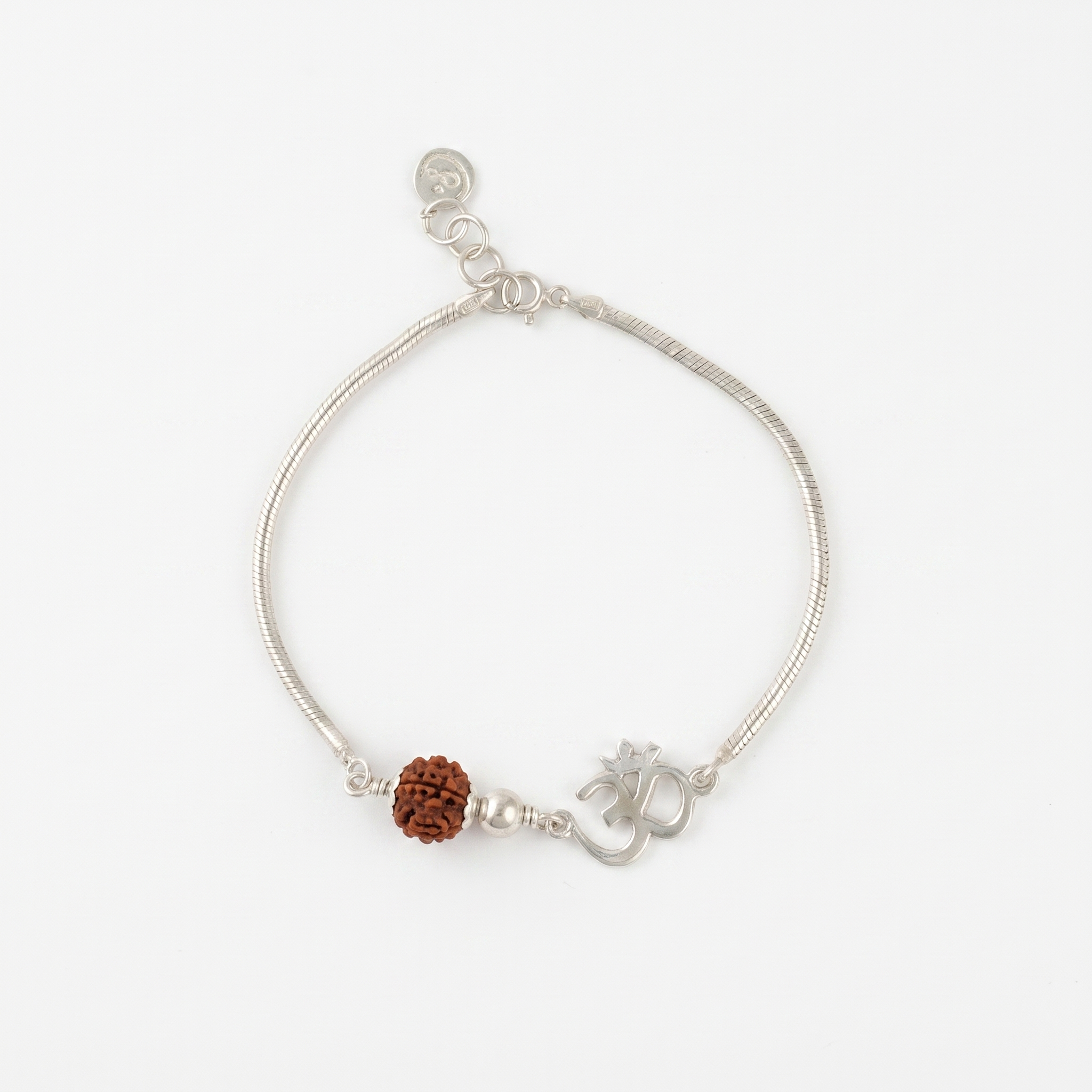 7 Mukhi Rudraksha Om 925 Sterling Silver Adjustable Bracelet