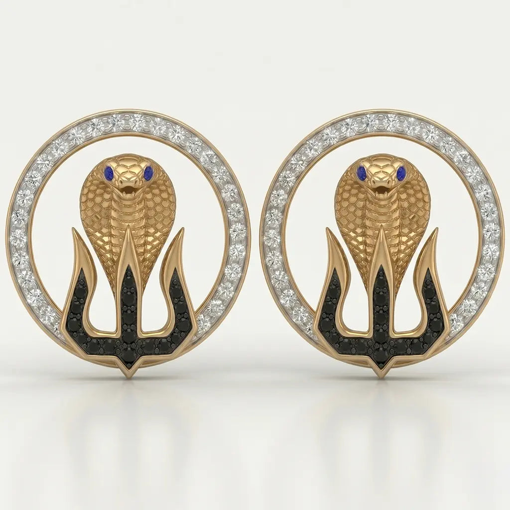 Trishul Snake Gold Earrings