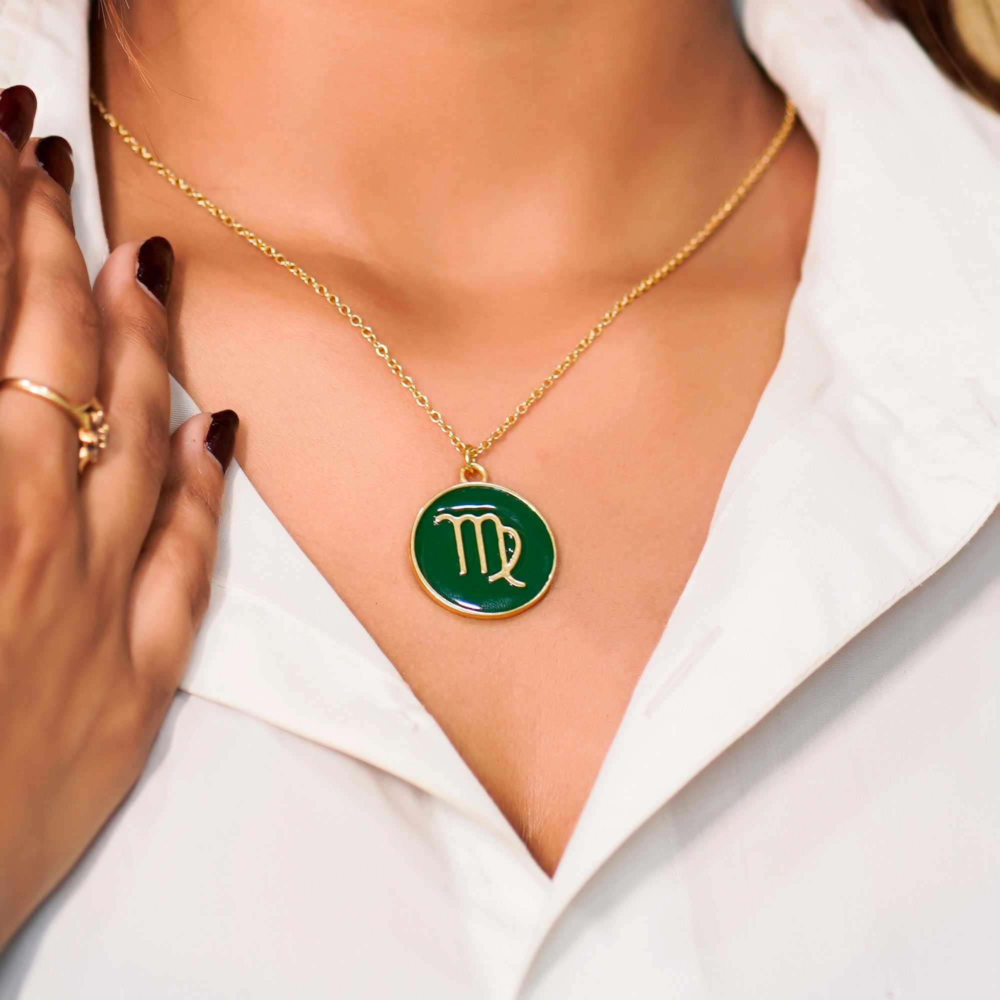 virgo zodiac enamel coin pendant