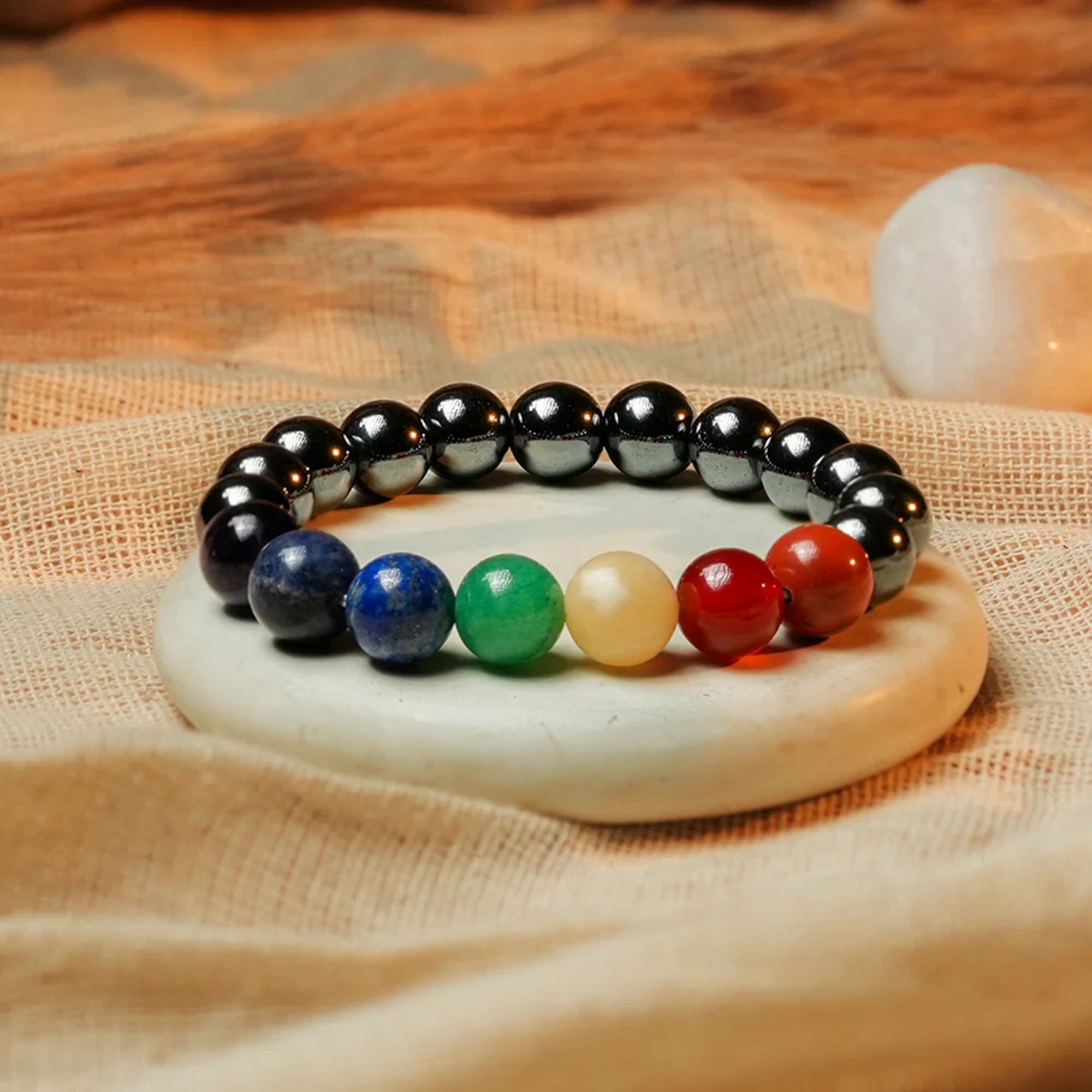 7 Chakra Hematite Bracelet – Balance & Grounding