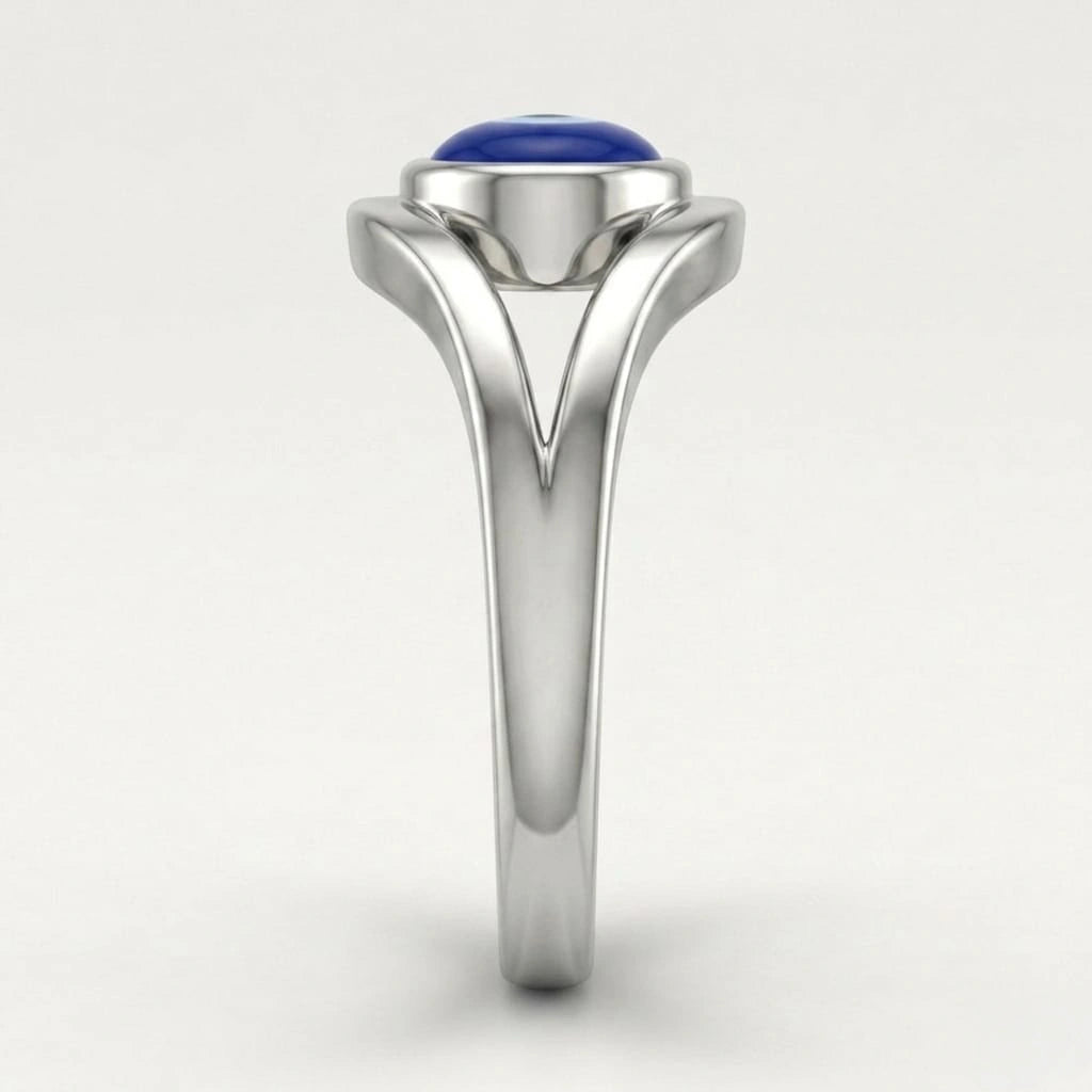 Blue Evil Eye Silver Ring