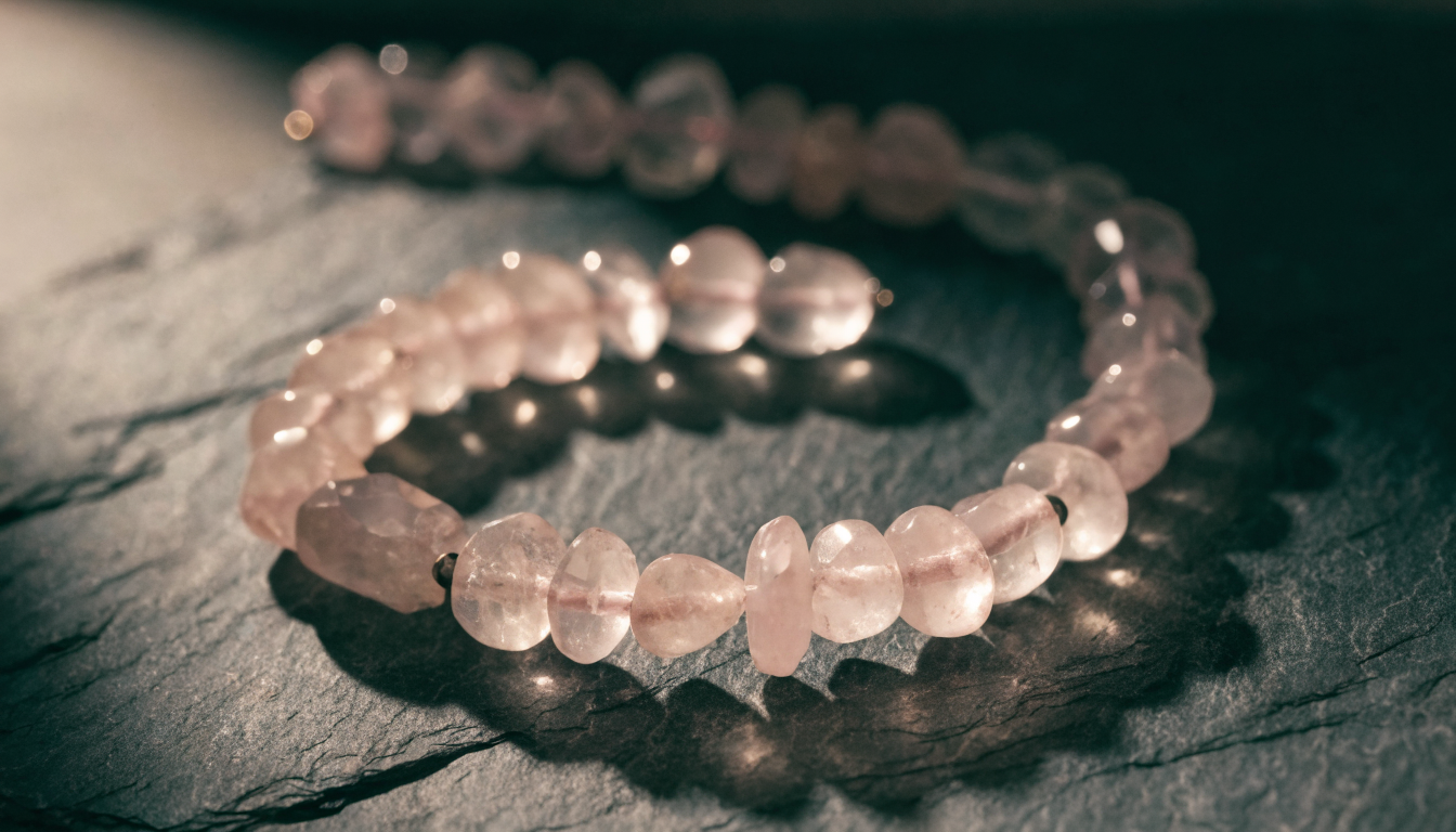 Natural Rose Quartz crystal bracelet — GemsMantra
