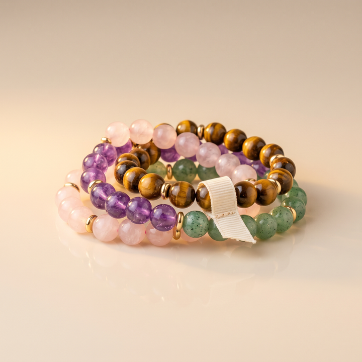Assorted crystal gemstone bracelets stack – Clearance Sale collection
