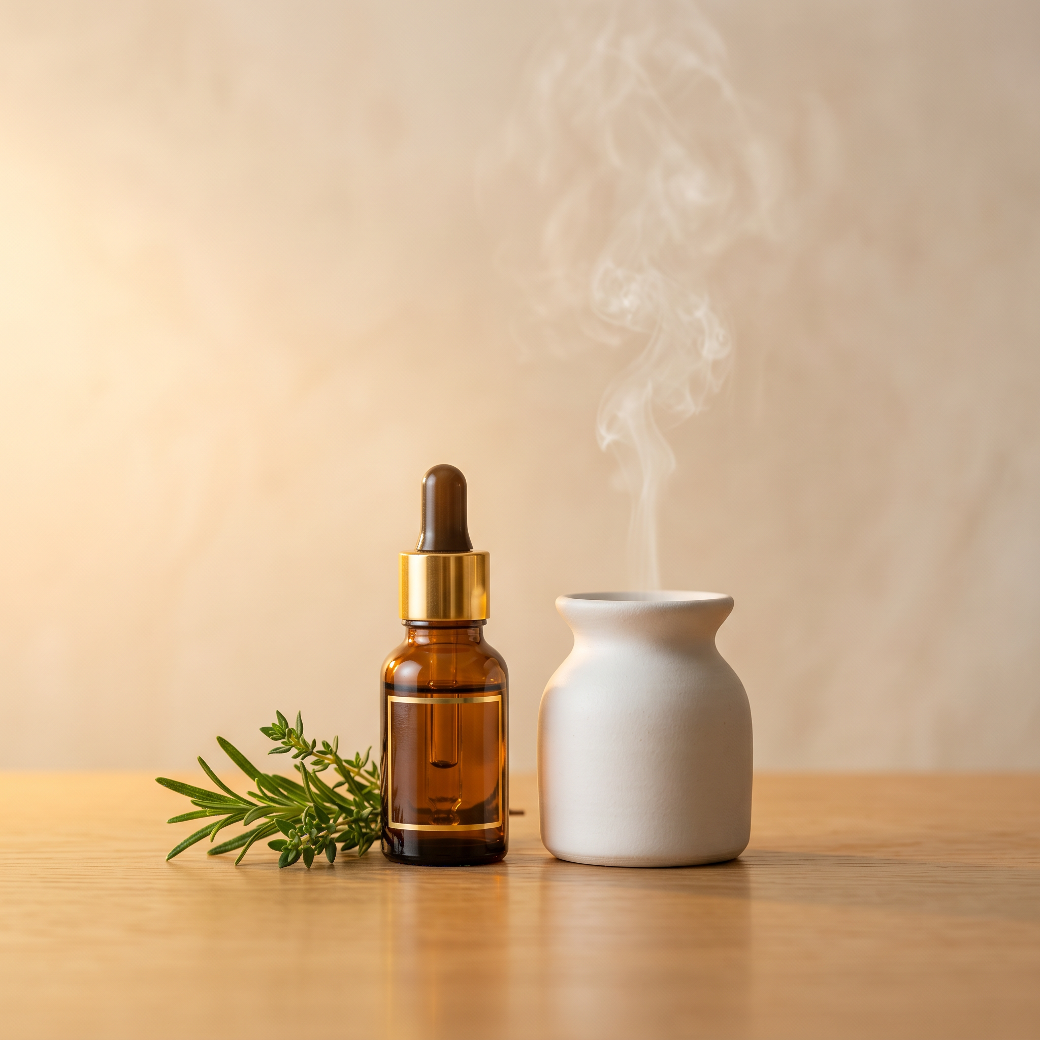 Amber glass essential oil bottle with ceramic aroma diffuser – Essential Oils and Diffusers collection