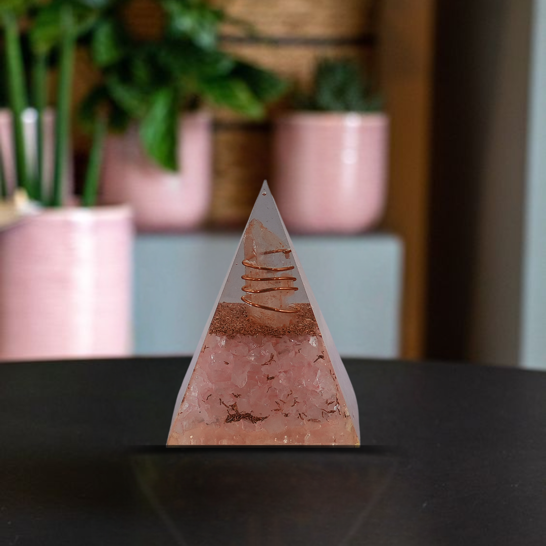 Rose Quartz Orgonite Nubian Pyramid – for Positive Energy
