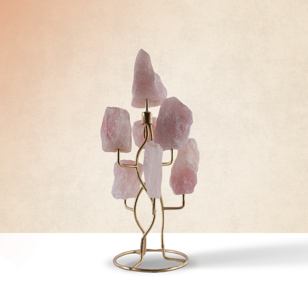 Rose Quartz Raw Stone with Stand – for Vastu
