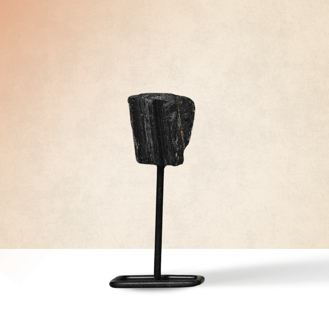 Black Tourmaline Raw Stone Stand – for Protection