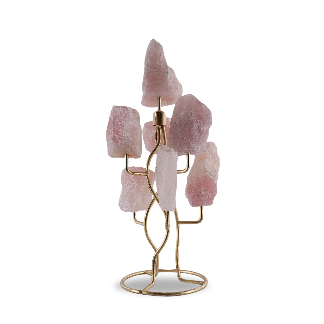 Rose Quartz Raw Stone with Stand – for Vastu