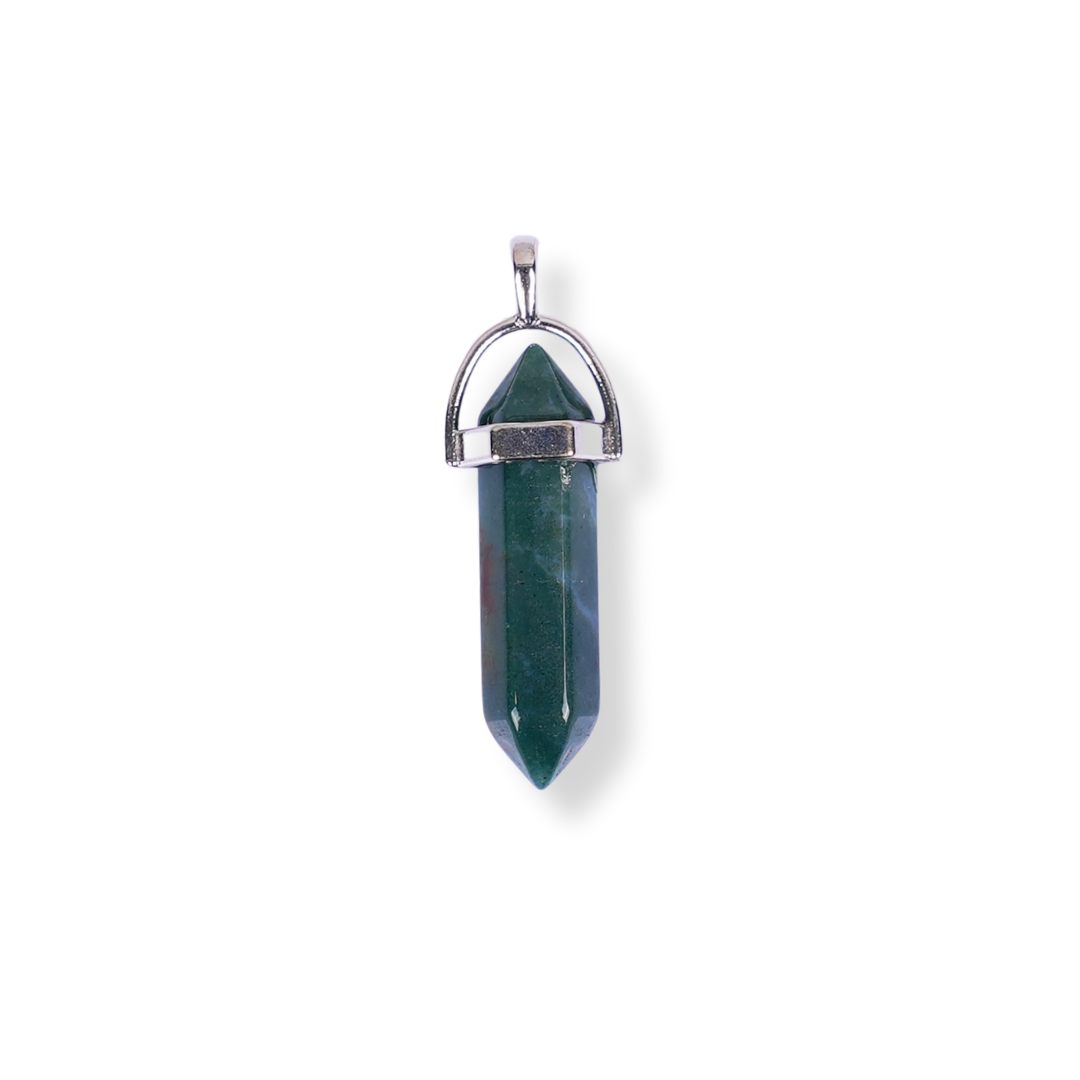 Moss Agate Double Terminated Pencil Pendant