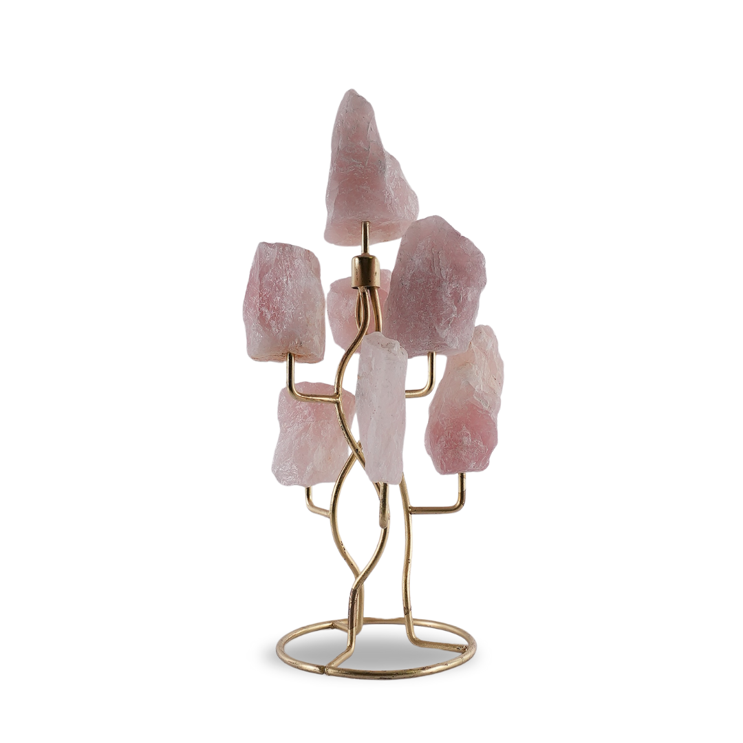 Rose Quartz Raw Stone With Stand