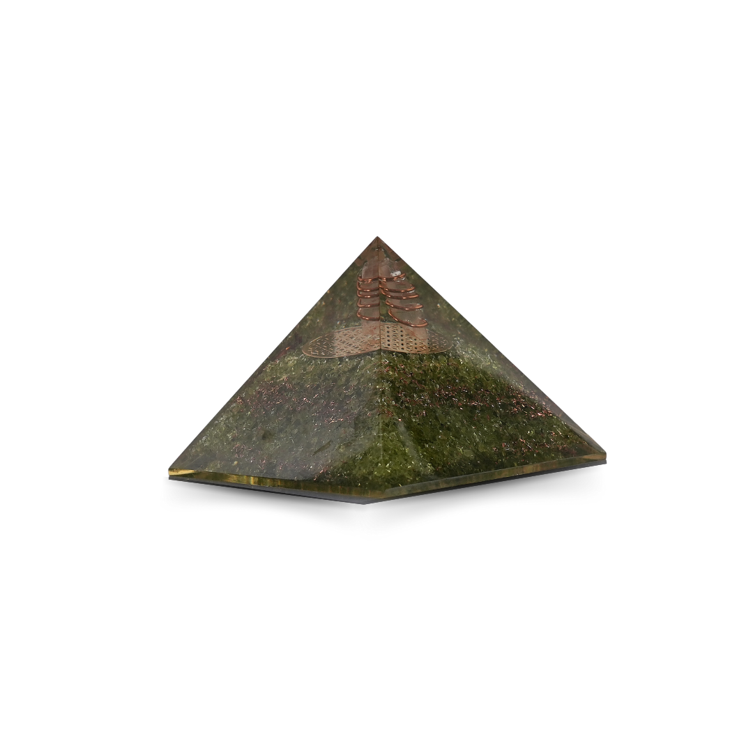 Peridot Orgonite Pyramid/Orgone Pyramid