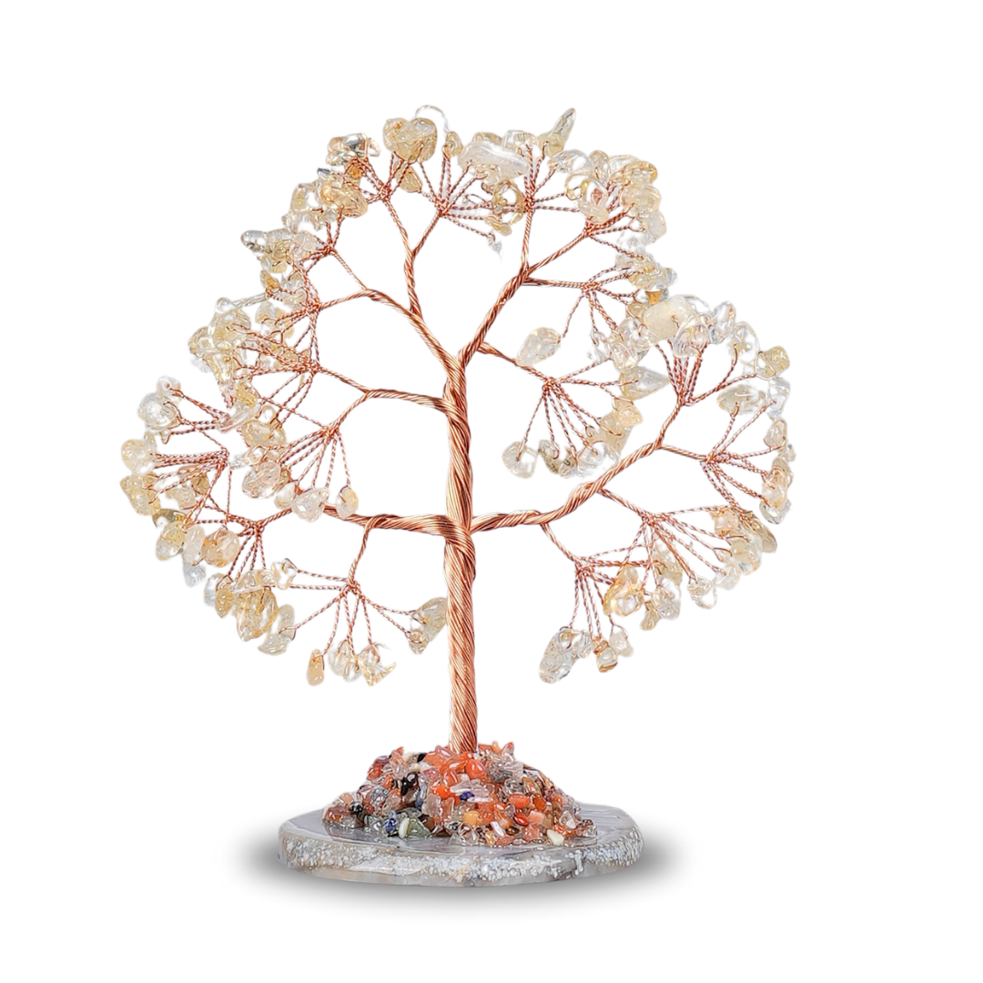 Citrine crystal Tree With Agate Plate