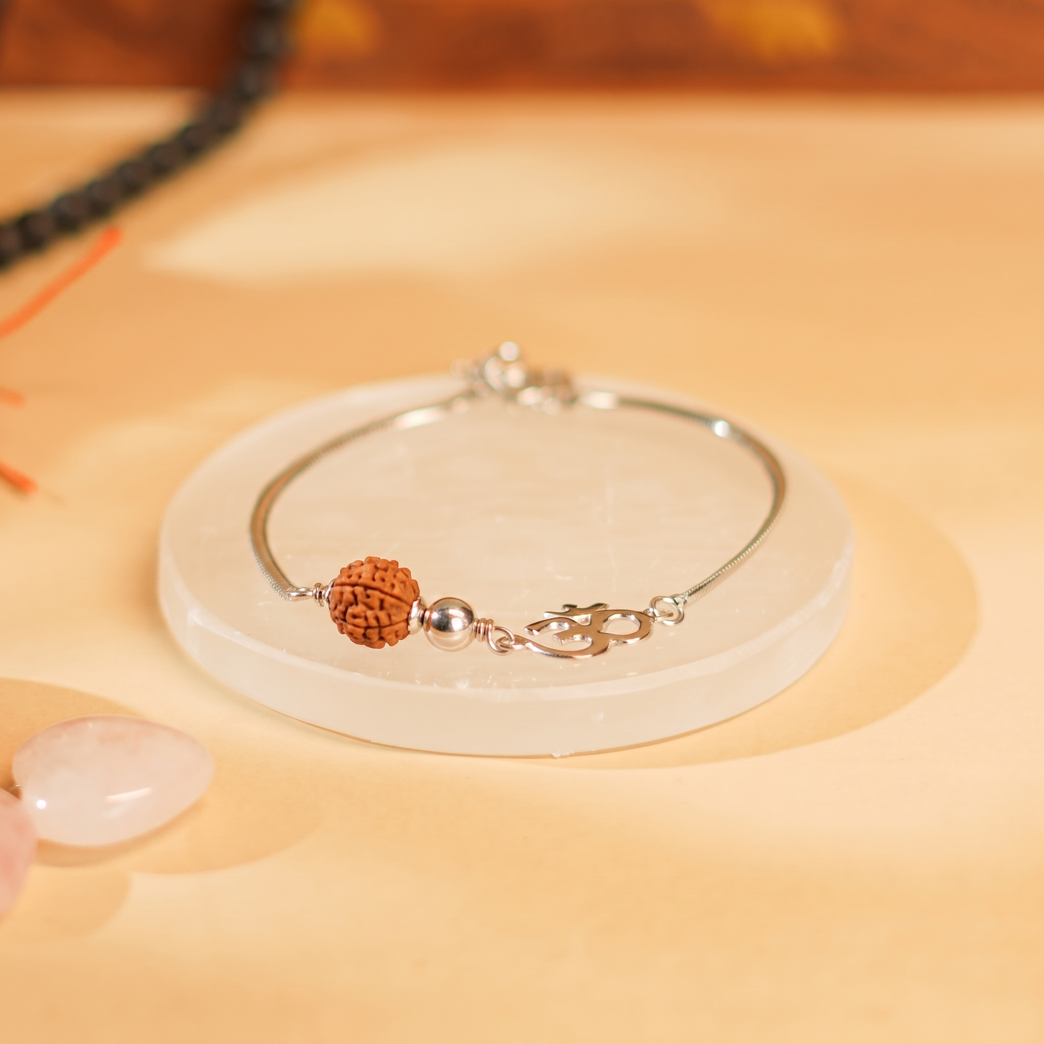 7 Mukhi Rudraksha Om 925 Sterling Silver Adjustable Bracelet