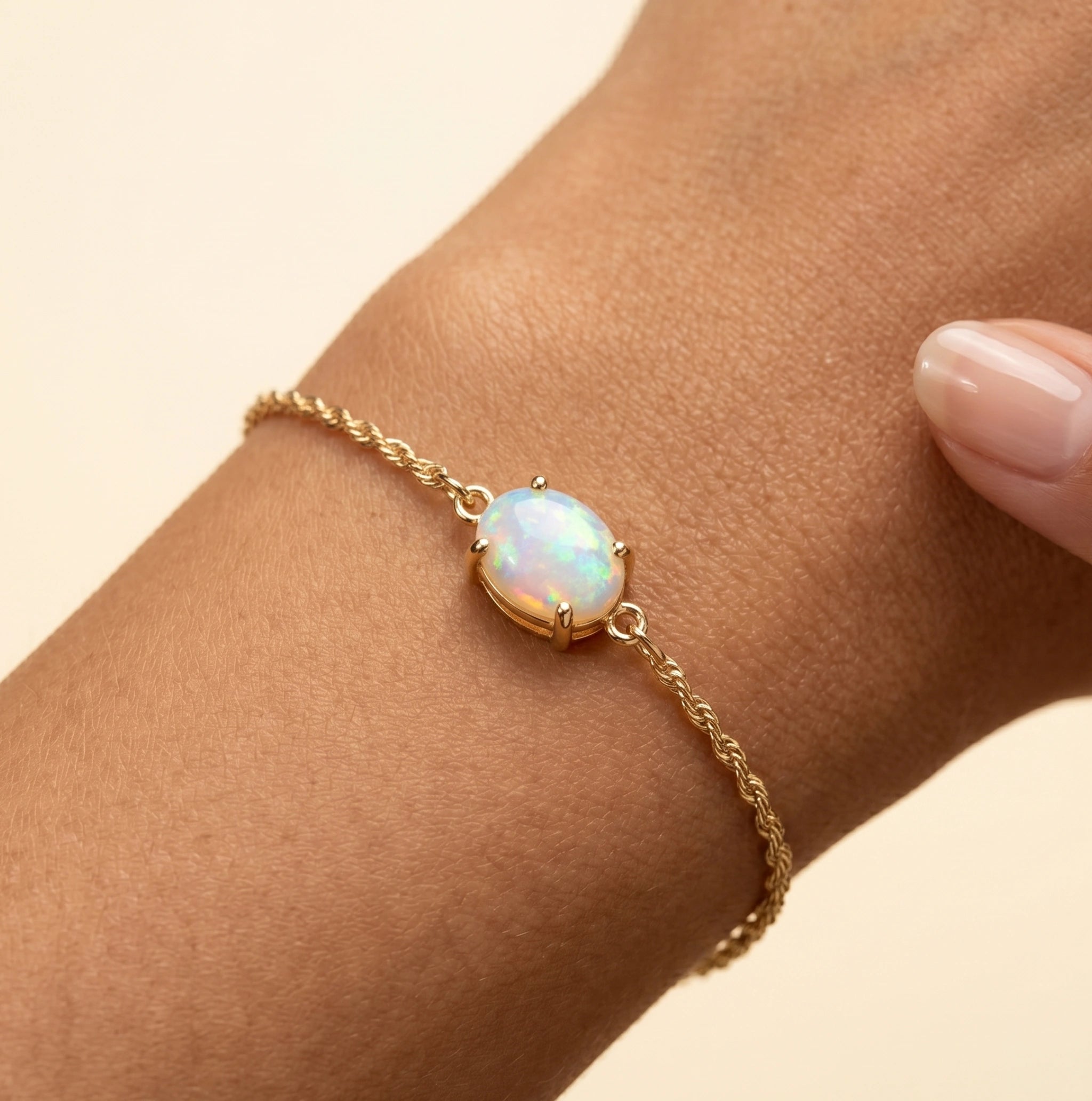Elegant Cushion Opal Solitaire Bracelet