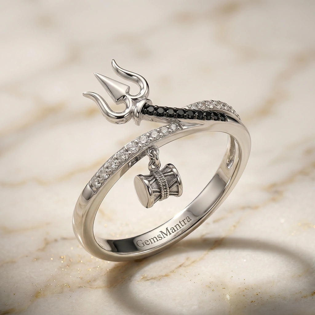 Trishul Charm Adjustable Silver Ring
