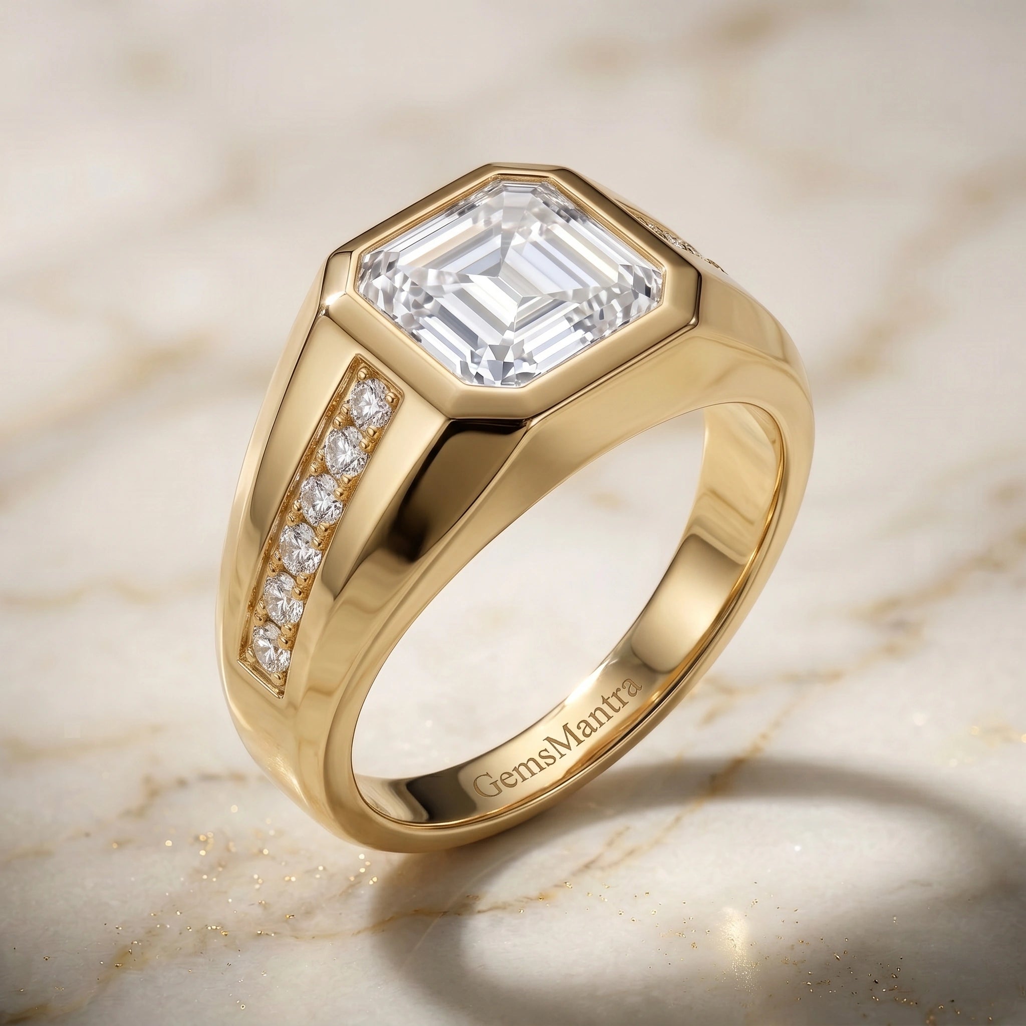 Horizontal Emerald Cut Lab Diamond Bold Fashion Band