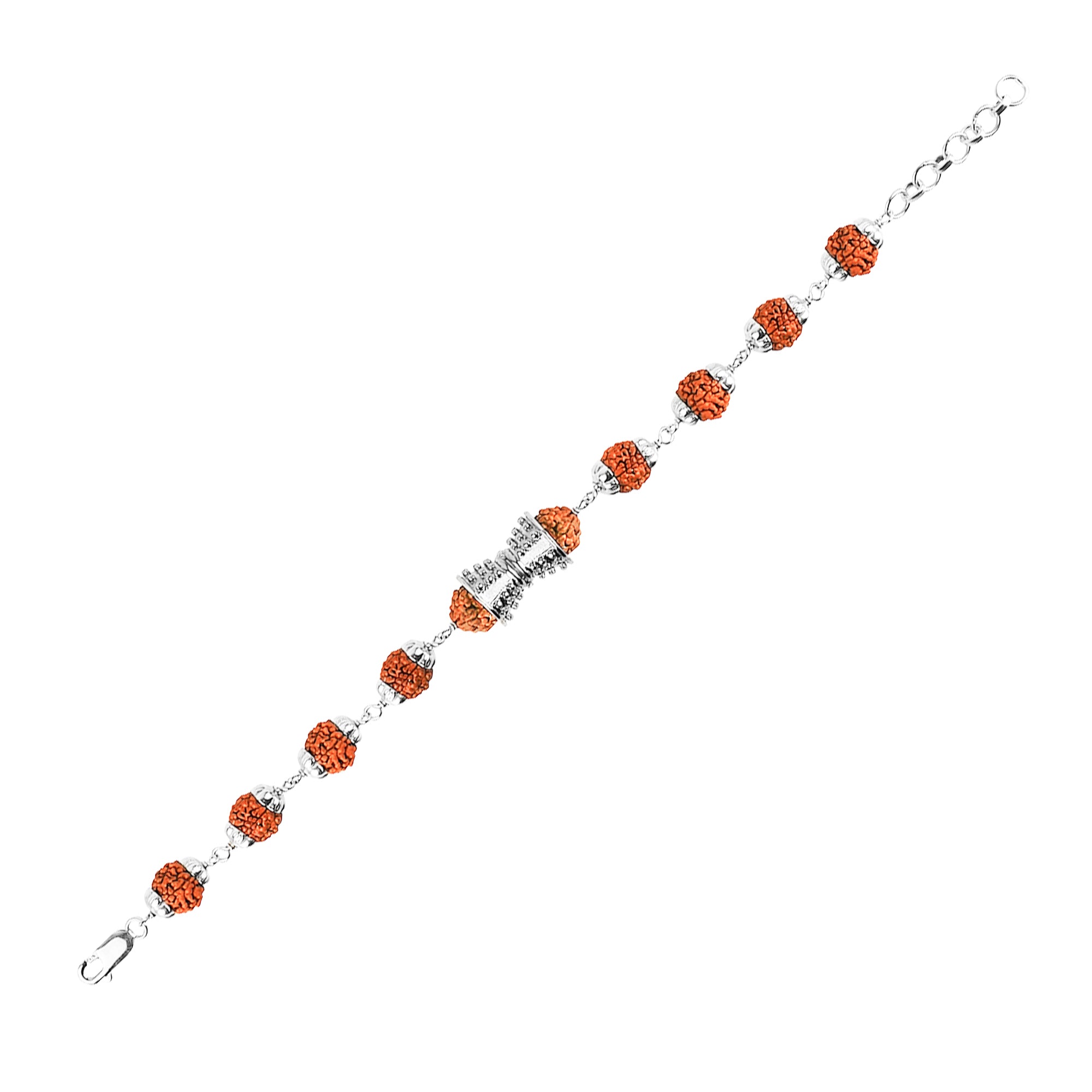 Original 5 Mukhi Rudraksha Silver Damru Bracelet for Kids