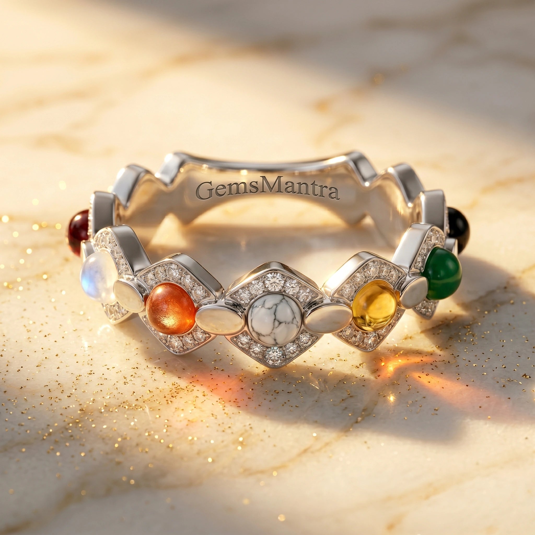 7 Chakra Healing Silver Ring