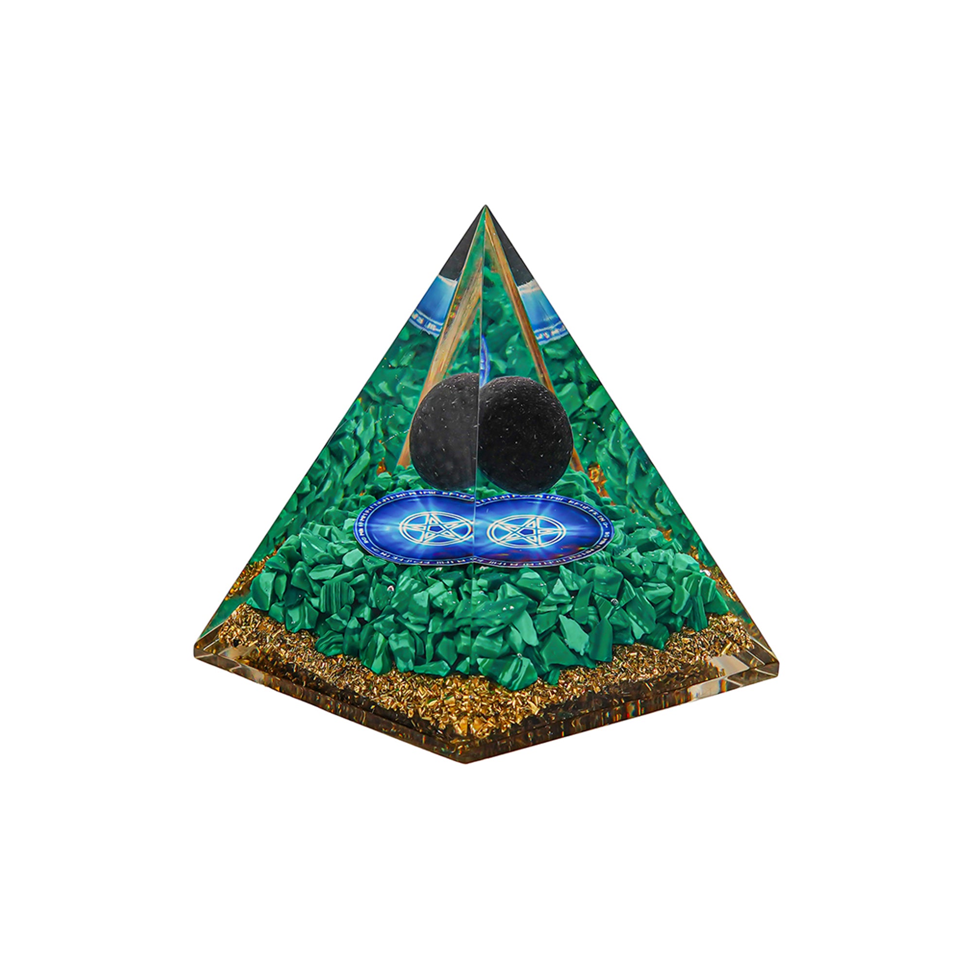 Malachite with Black Ball Pyramid – for Vastu