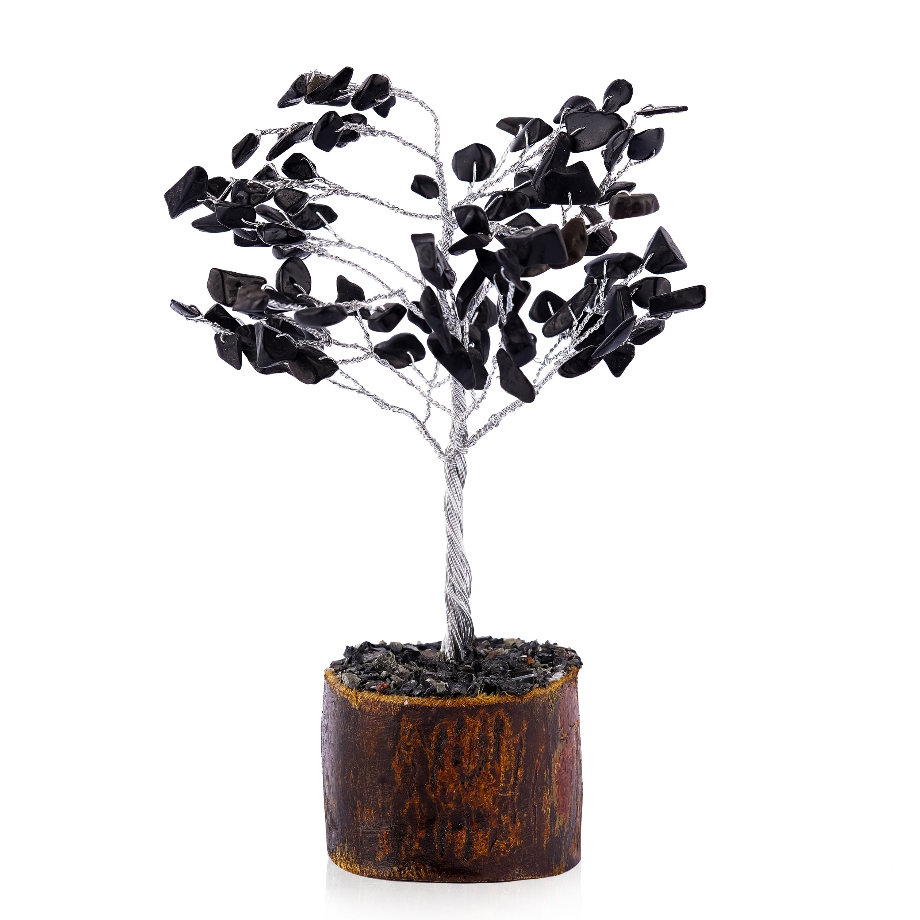 Black Agate Crystal Tree Silver