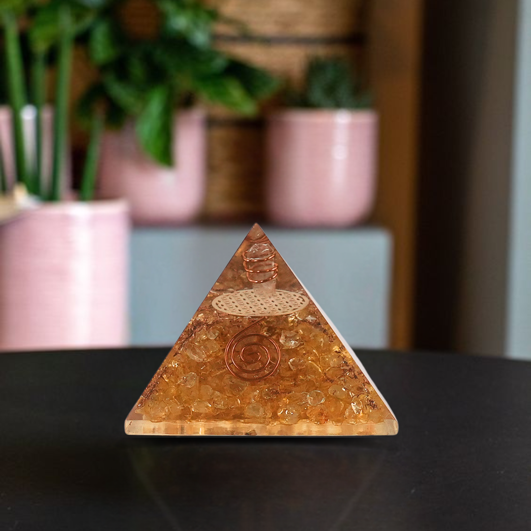 Citrine Orgonite Pyramid/Orgone Pyramid