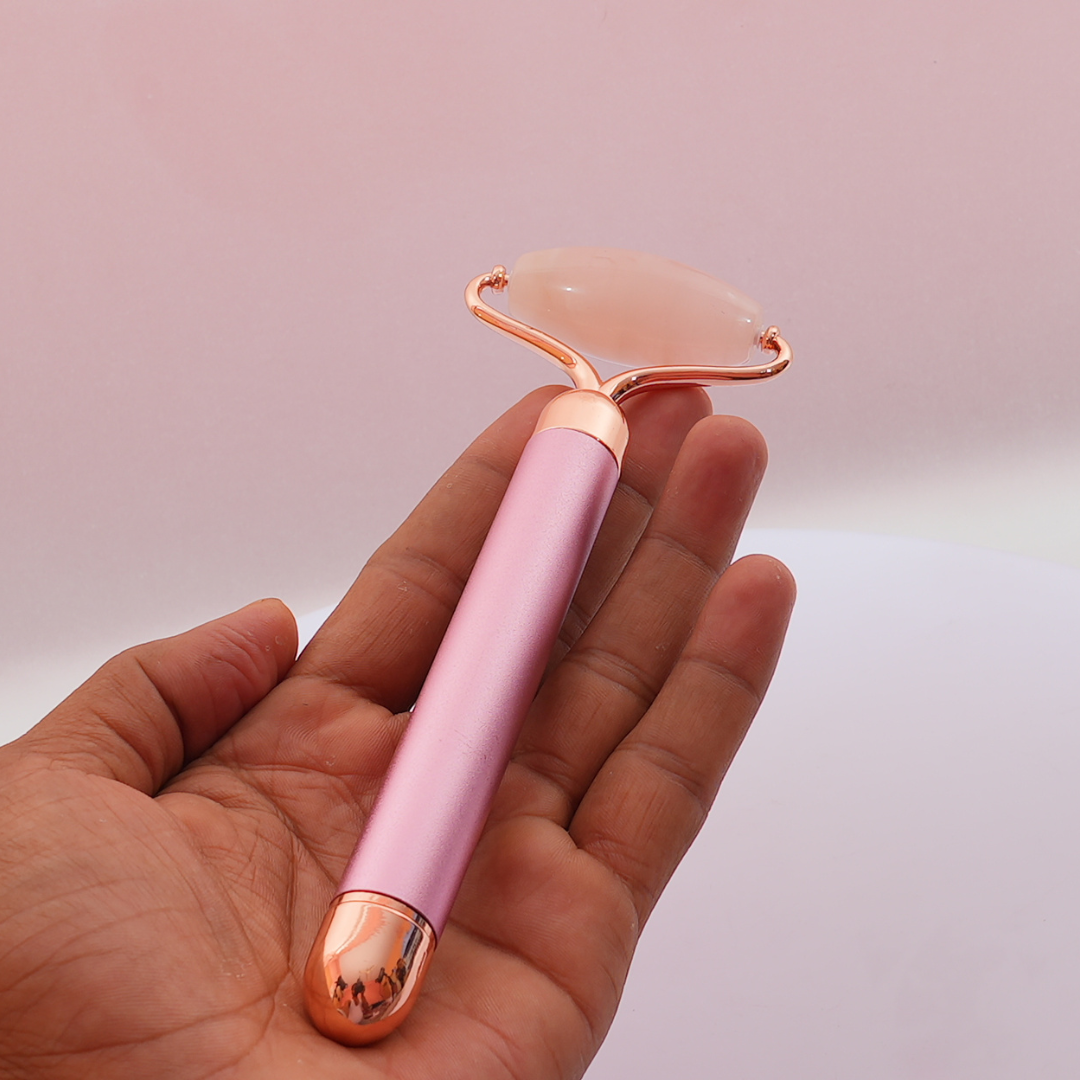 Rose Quartz Vibrating Face Massage Roller