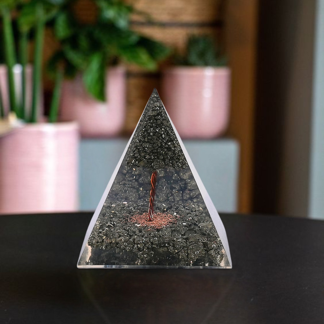 Pyrite Tree Orgonite Nubian Pyramid/Orgone Pyramid