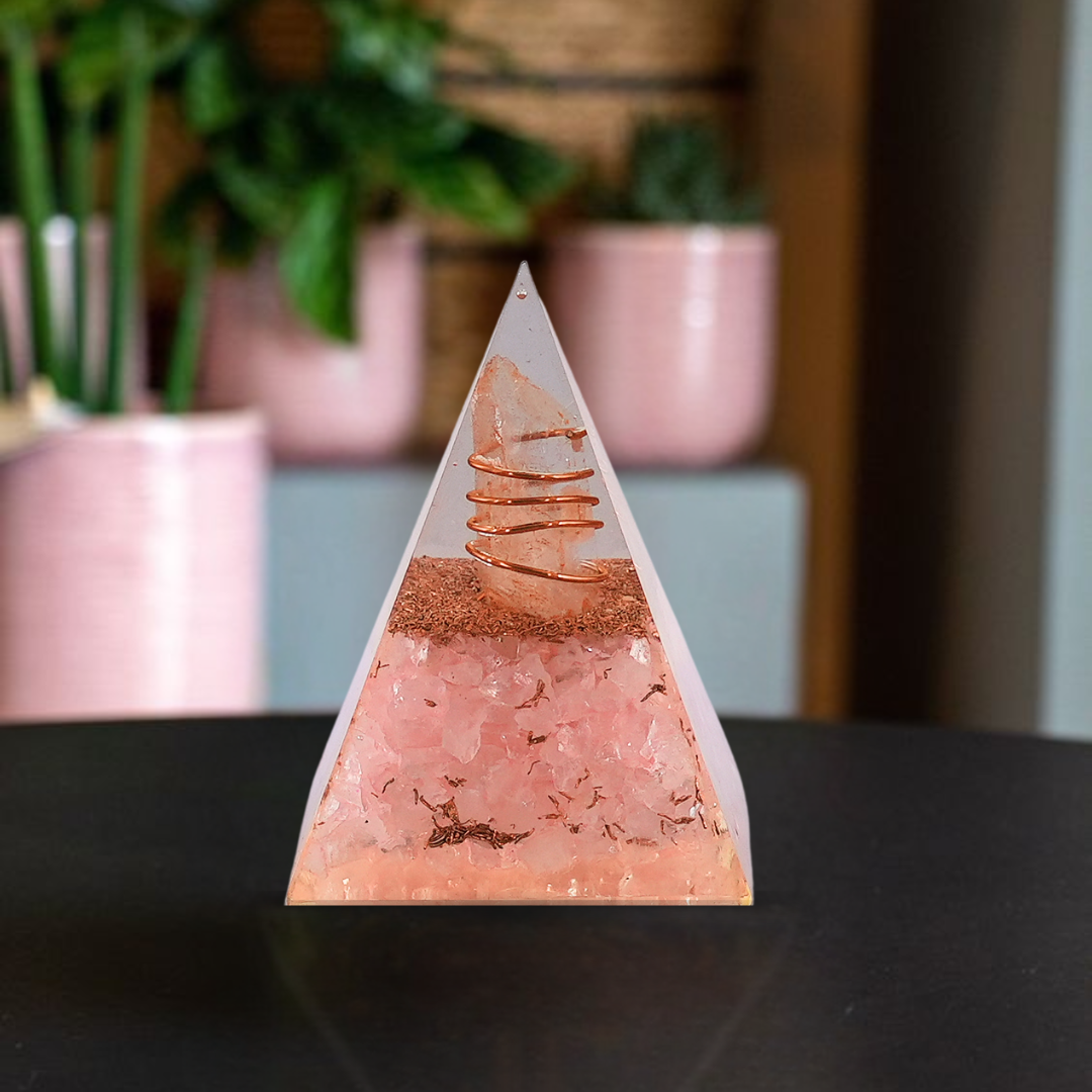 Rose Quartz Orgonite Nubian Pyramid/Orgone Pyramid