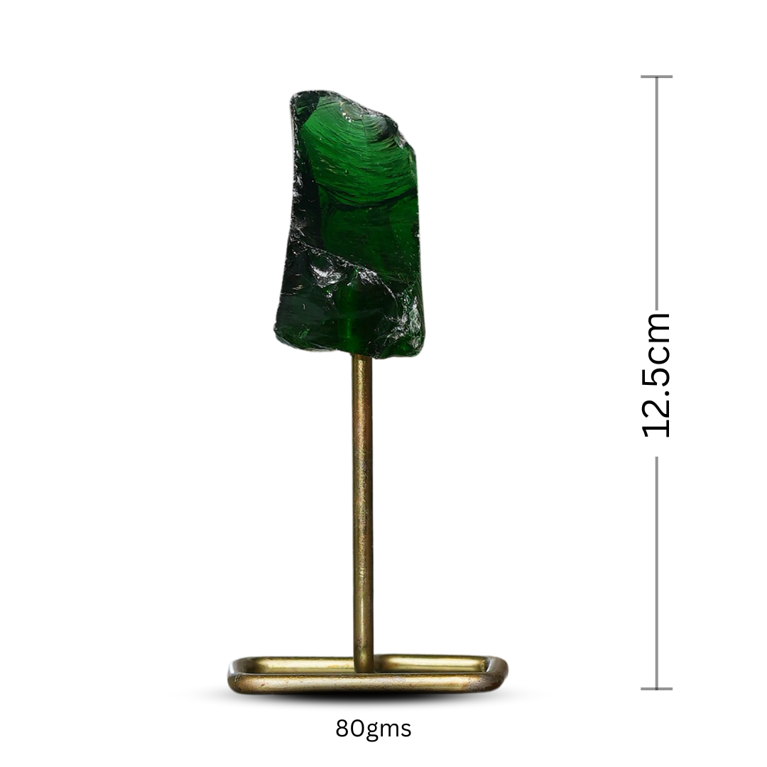 Green Obsidian Raw Stone Stand – for Vastu