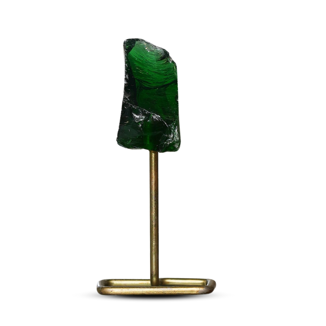 Green Obsidian Raw Stone Stand – for Vastu
