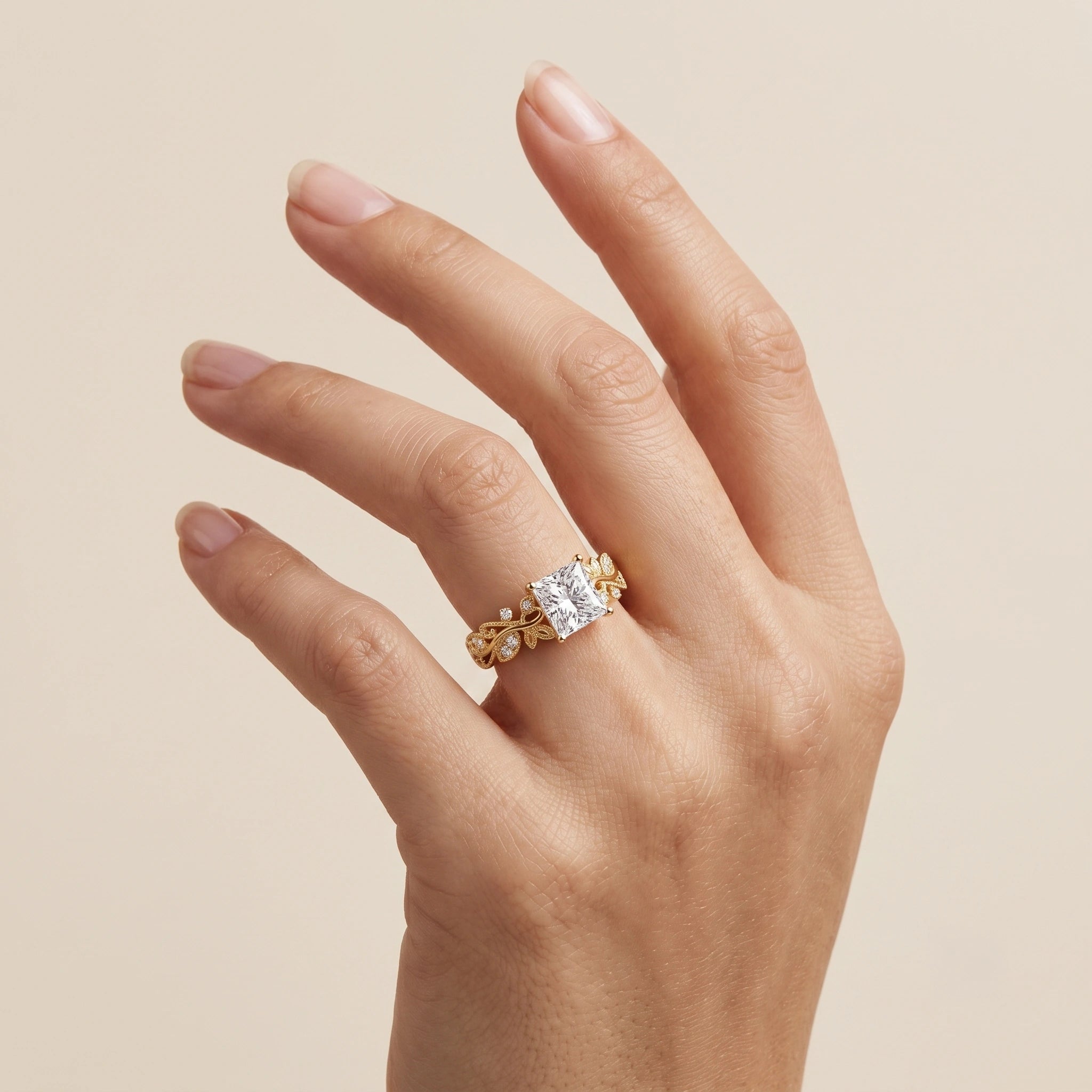 Princess Cut Radiant Diamond Enchanted Vine Engagement Ring
