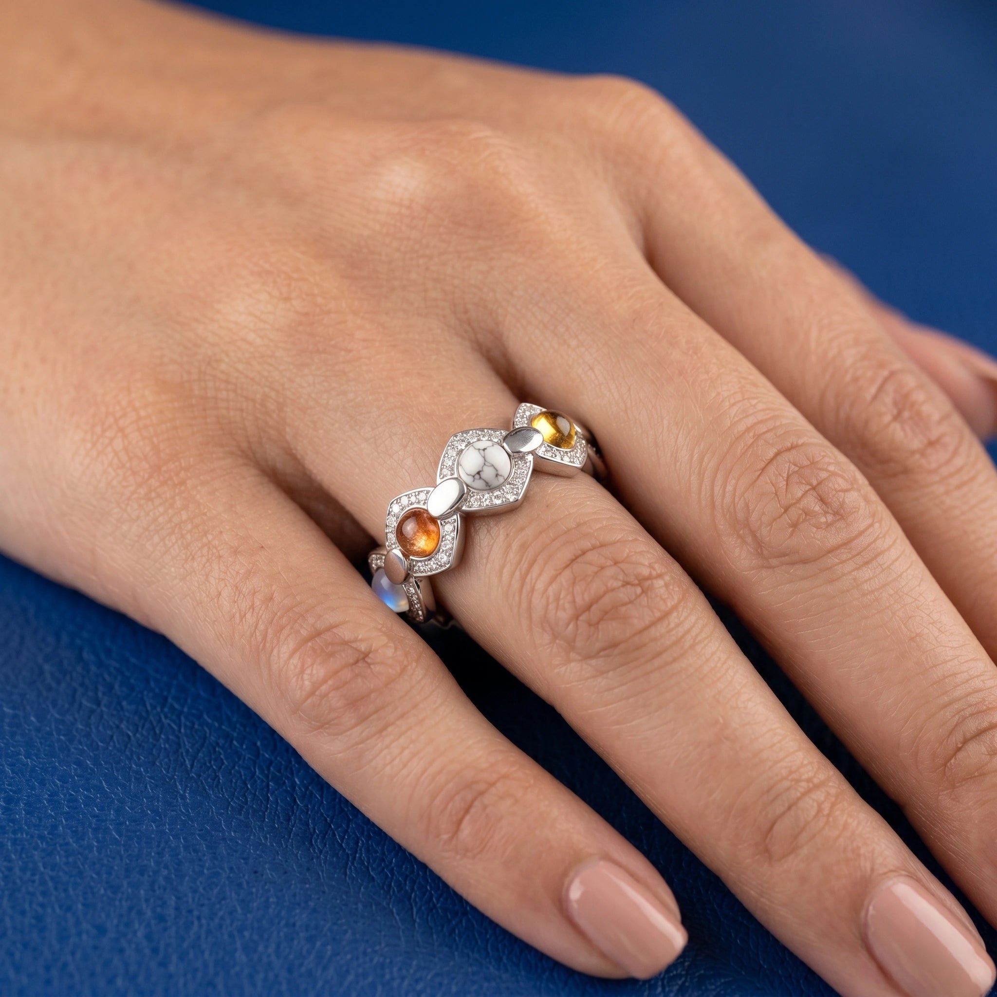 7 Chakra Healing Silver Ring