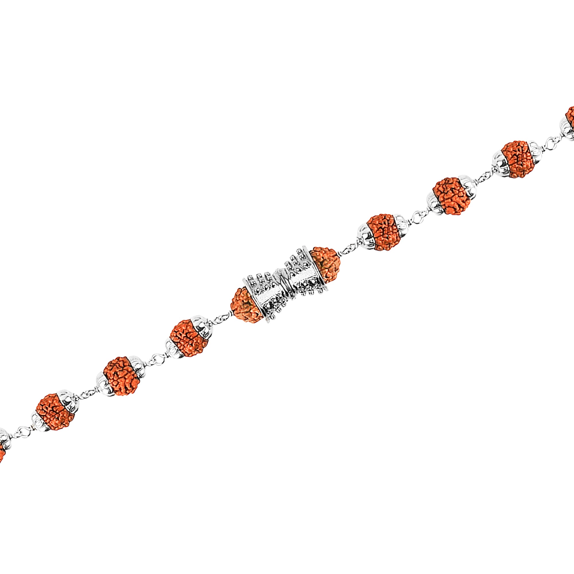 Original 5 Mukhi Rudraksha Silver Damru Bracelet for Kids