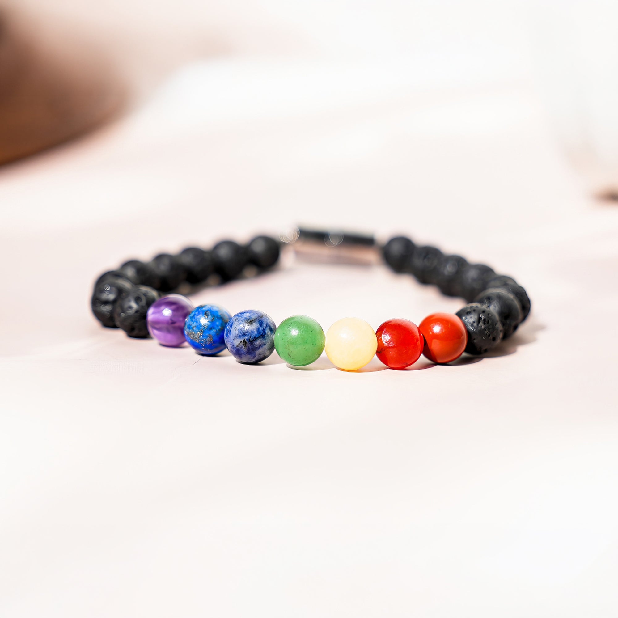 7 Chakra Lava Bracelet – Grounding & Aromatherapy