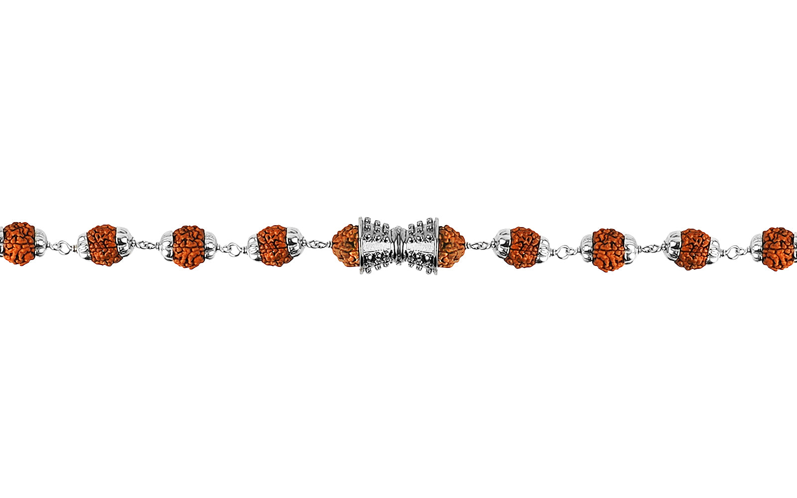 5 Mukhi Rudraksha Silver Damru Bracelet for Kids