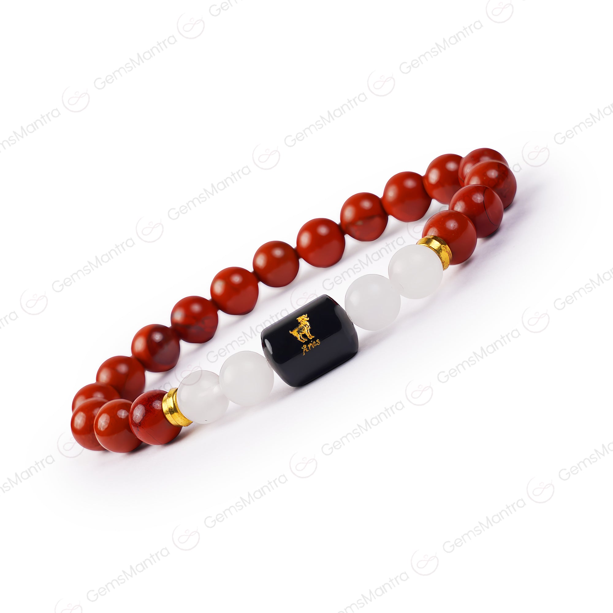Aries Zodiac Mesh Rashi Bracelet with Red  Jasper & Moonstone