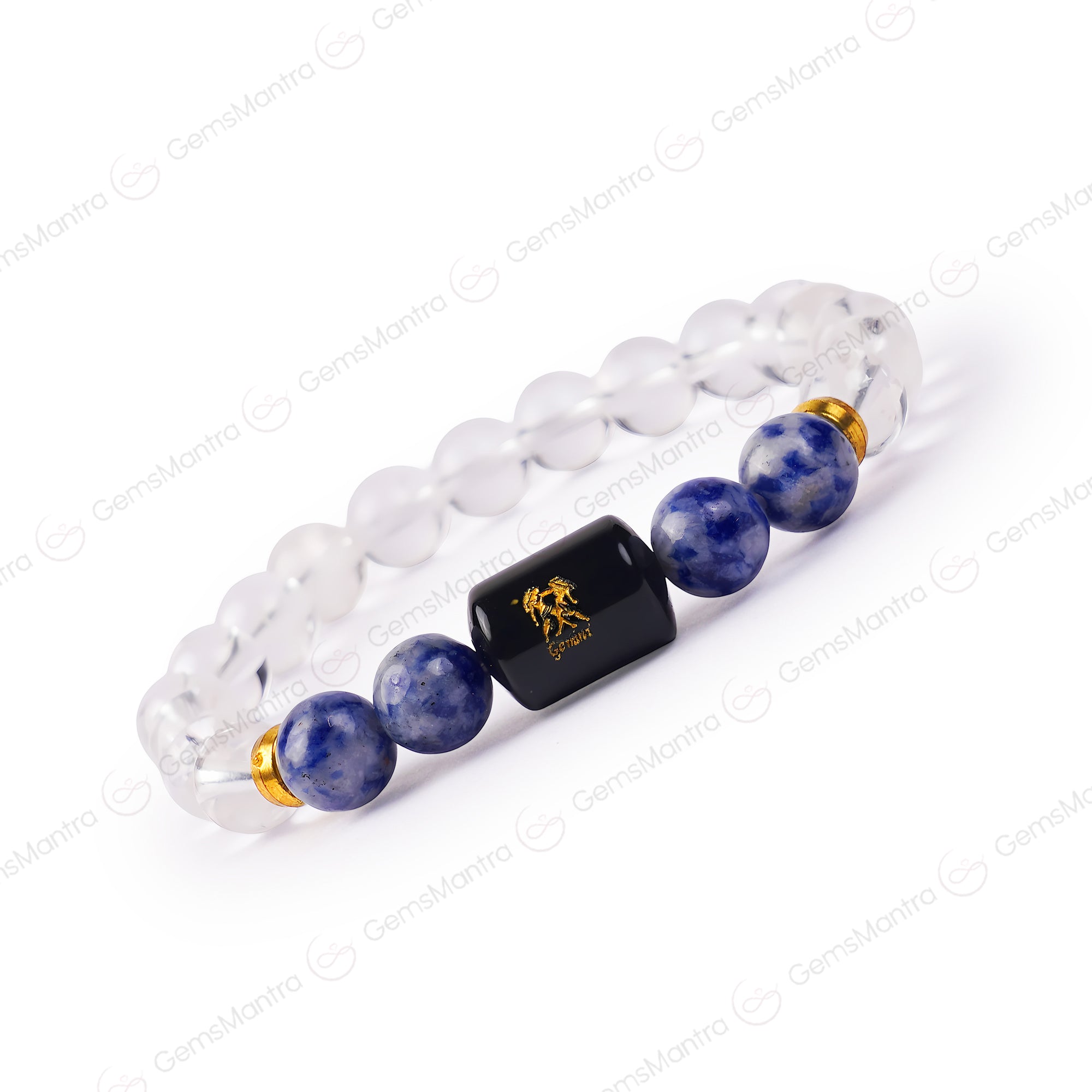 Gemini Zodiac Mithun Rashi Bracelet with Fluorite & Sodalite