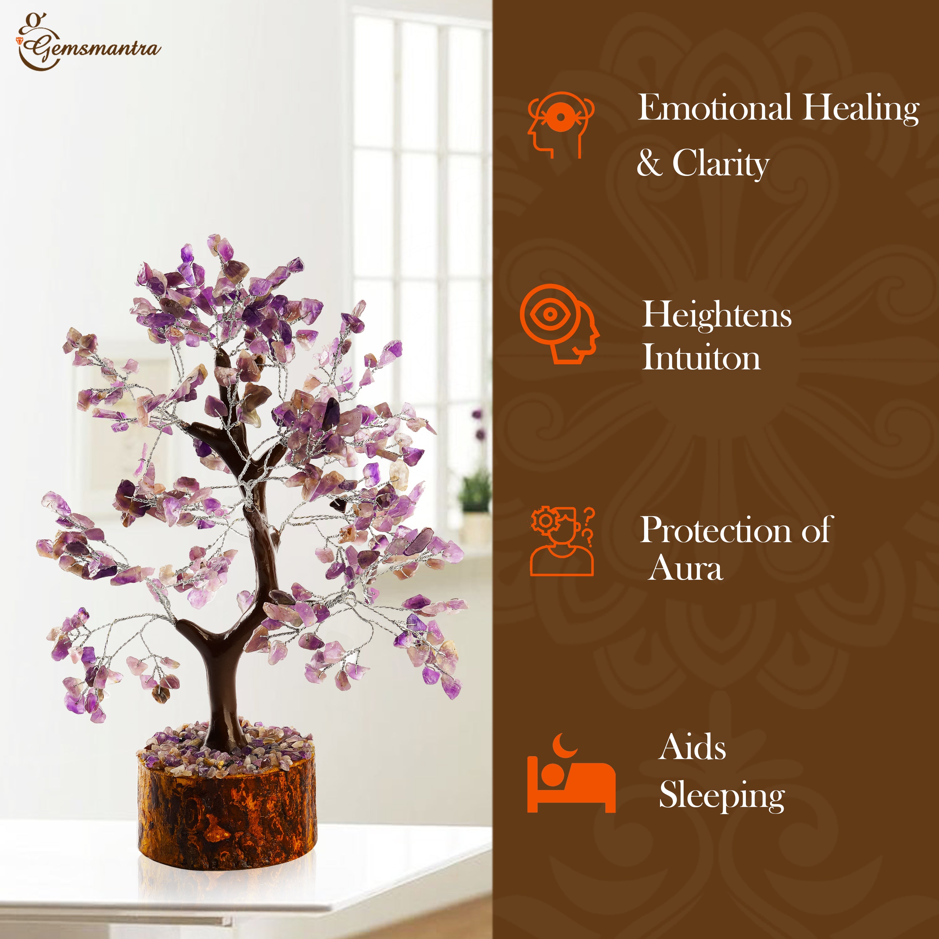 Wooden Amethyst Crystal Tree