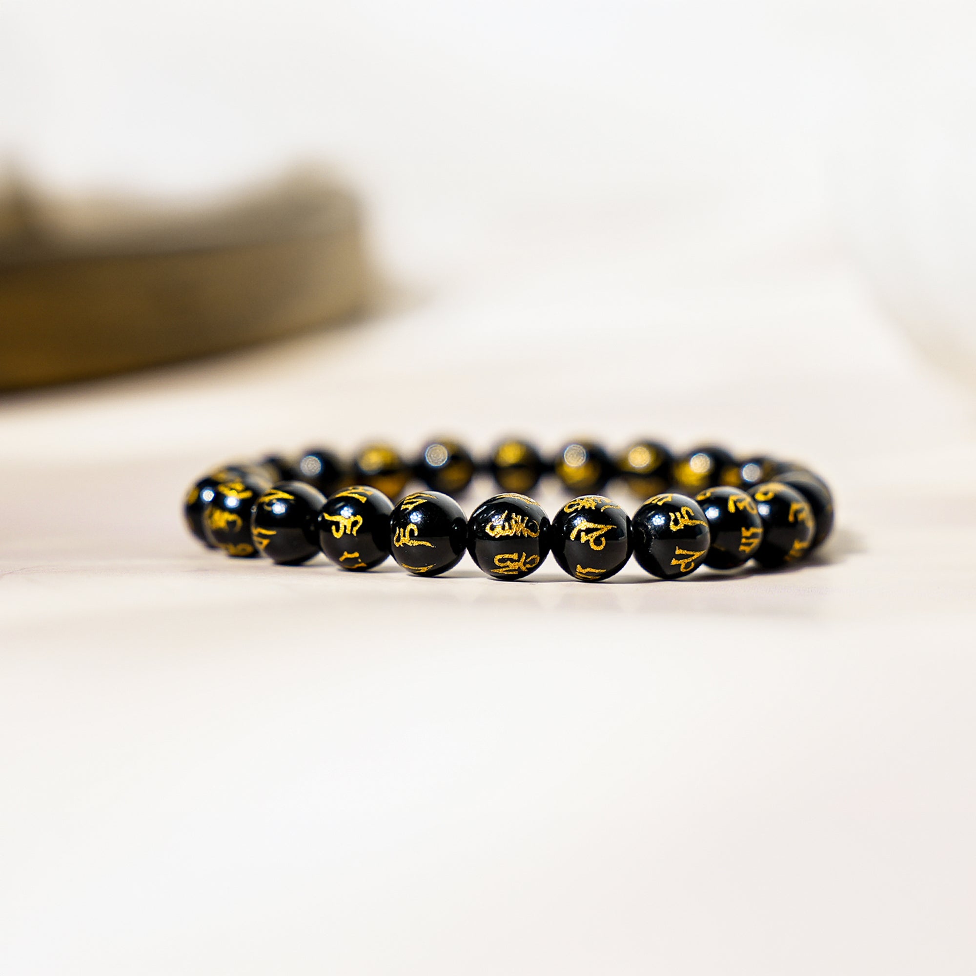 Black Om Mani Bracelet – Protection & Grounding