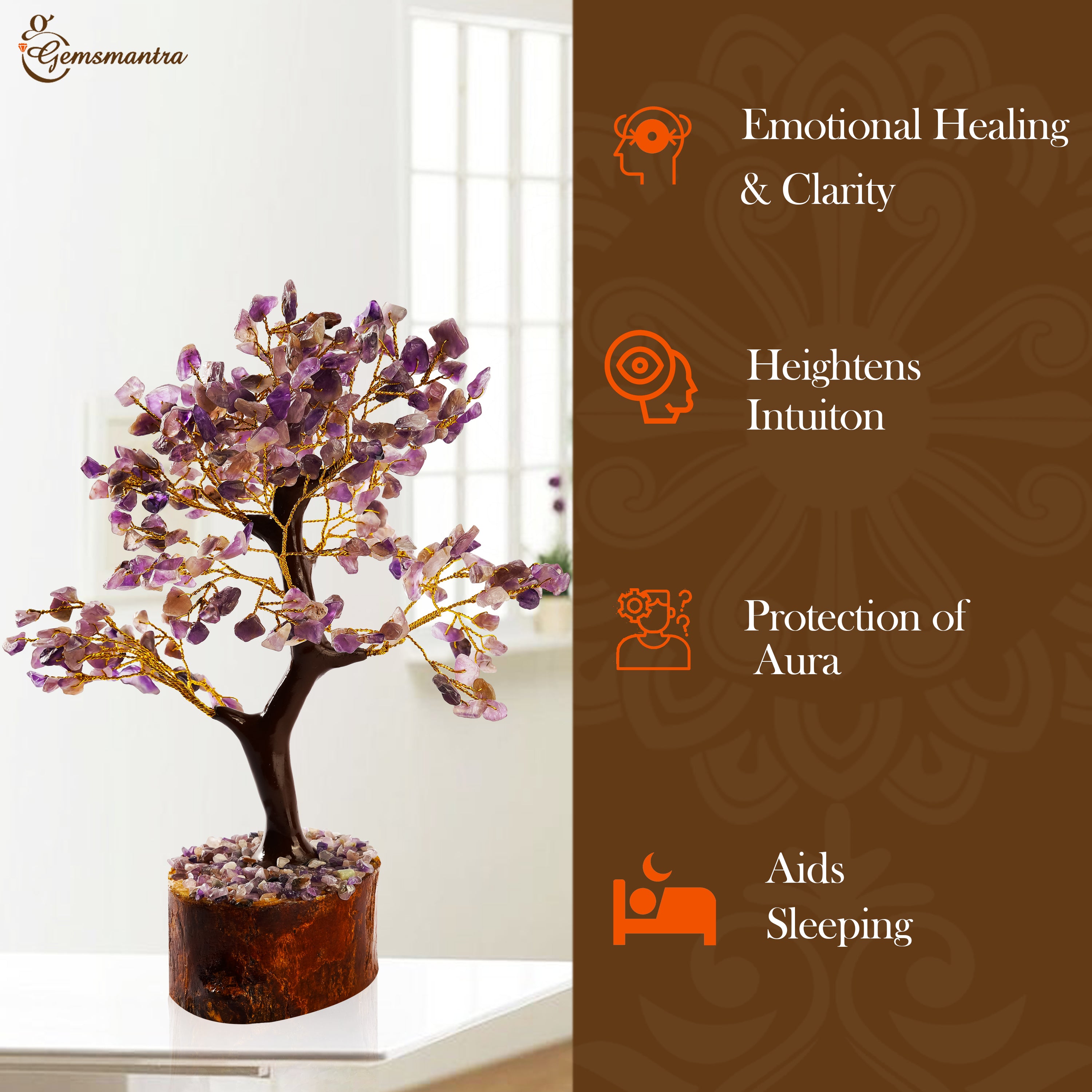 Wooden Amethyst Crystal Tree