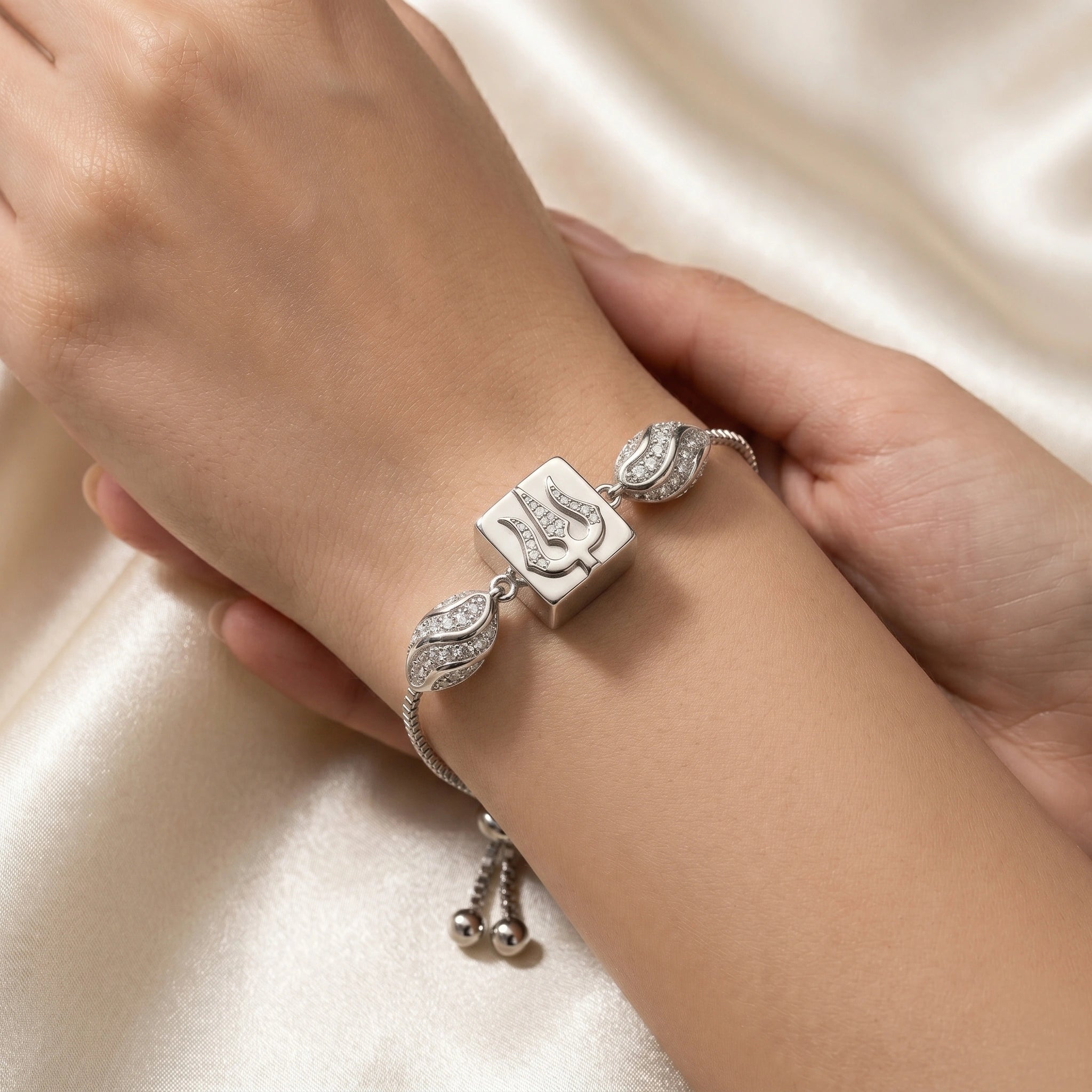 Trishul Charm Silver Bracelet