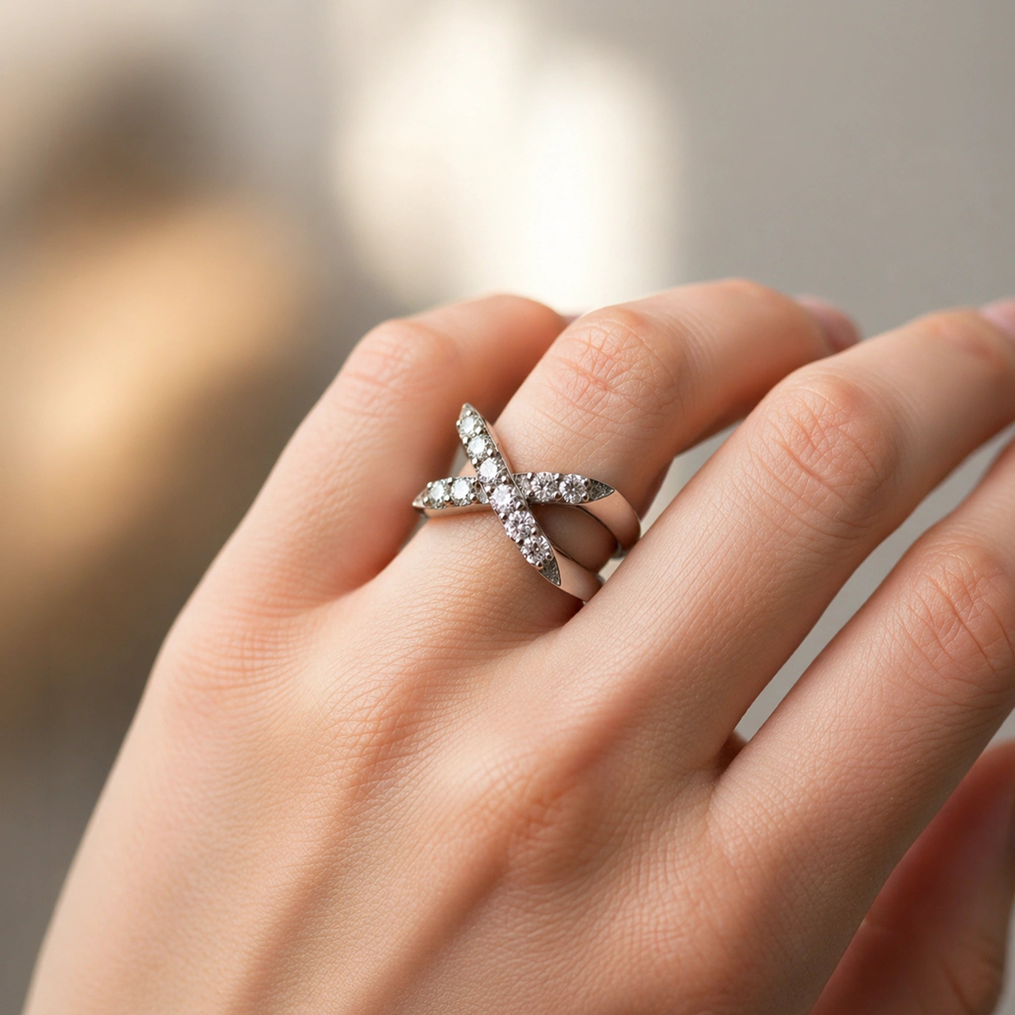 Classic Infinity Diamond Finish Moissanite  Statement Ring in 925 Silver