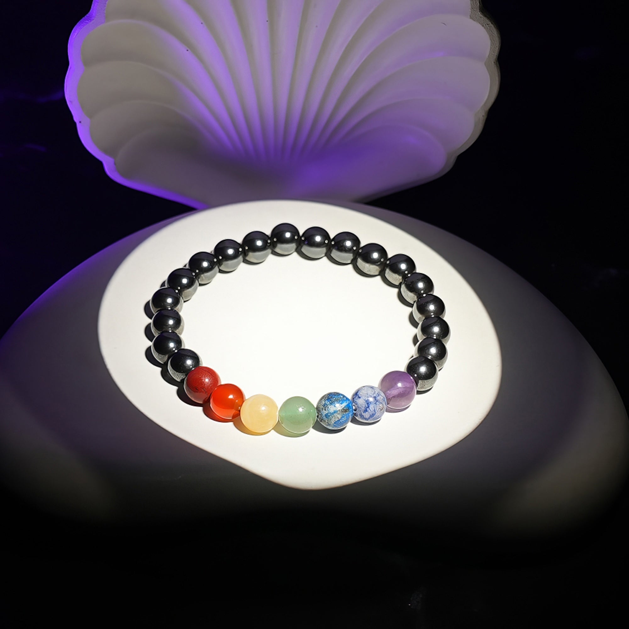 7 Chakra Hematite Bracelet – Balance & Grounding