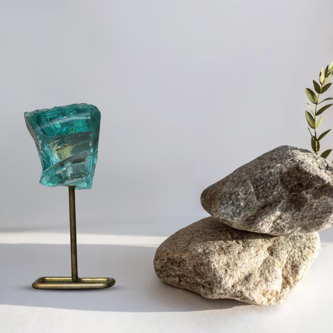 Aqua Obsidian Raw Stone Stand – for Vastu