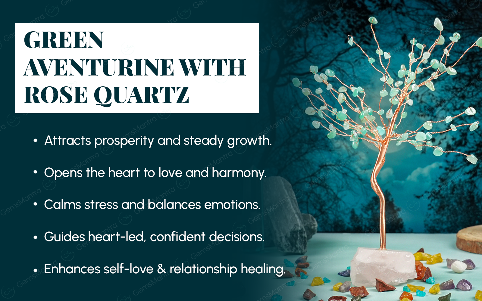 Green Aventurine With Rose Quartz Large Tree