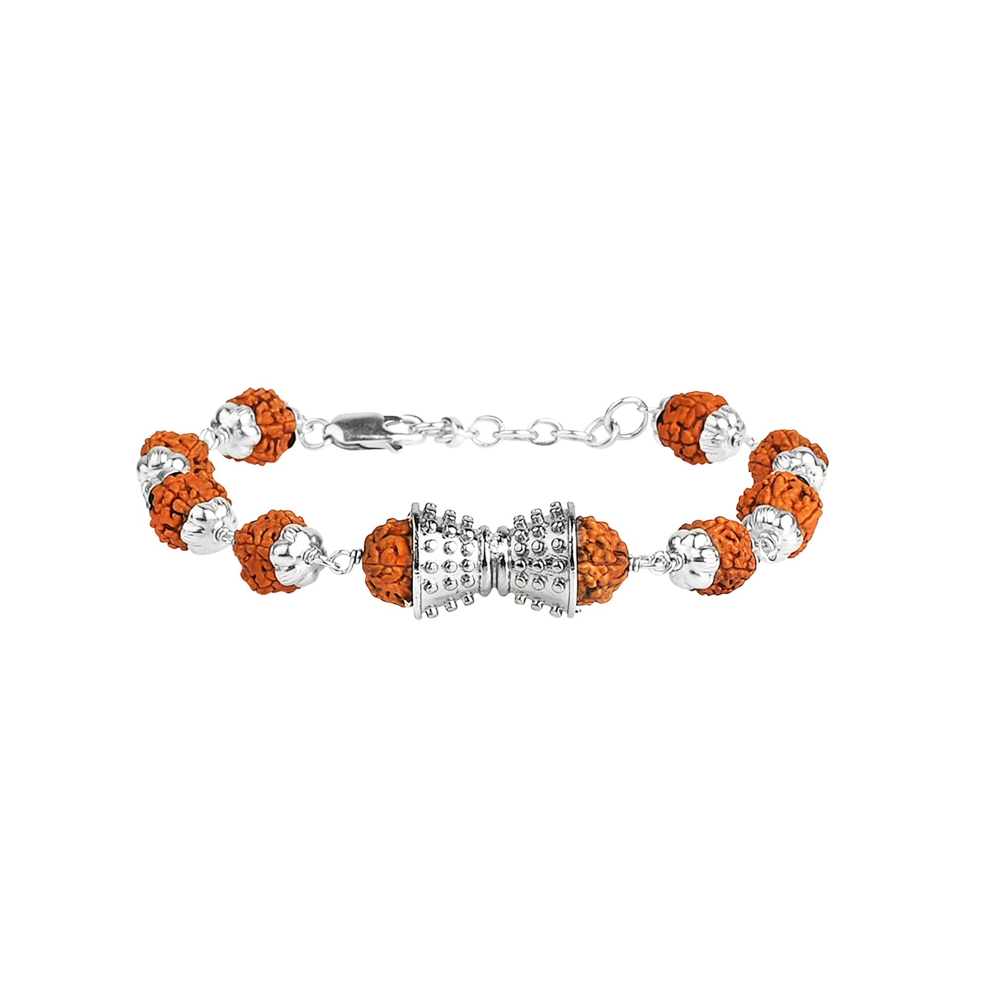 Original 5 Mukhi Rudraksha Silver Damru Bracelet for Kids